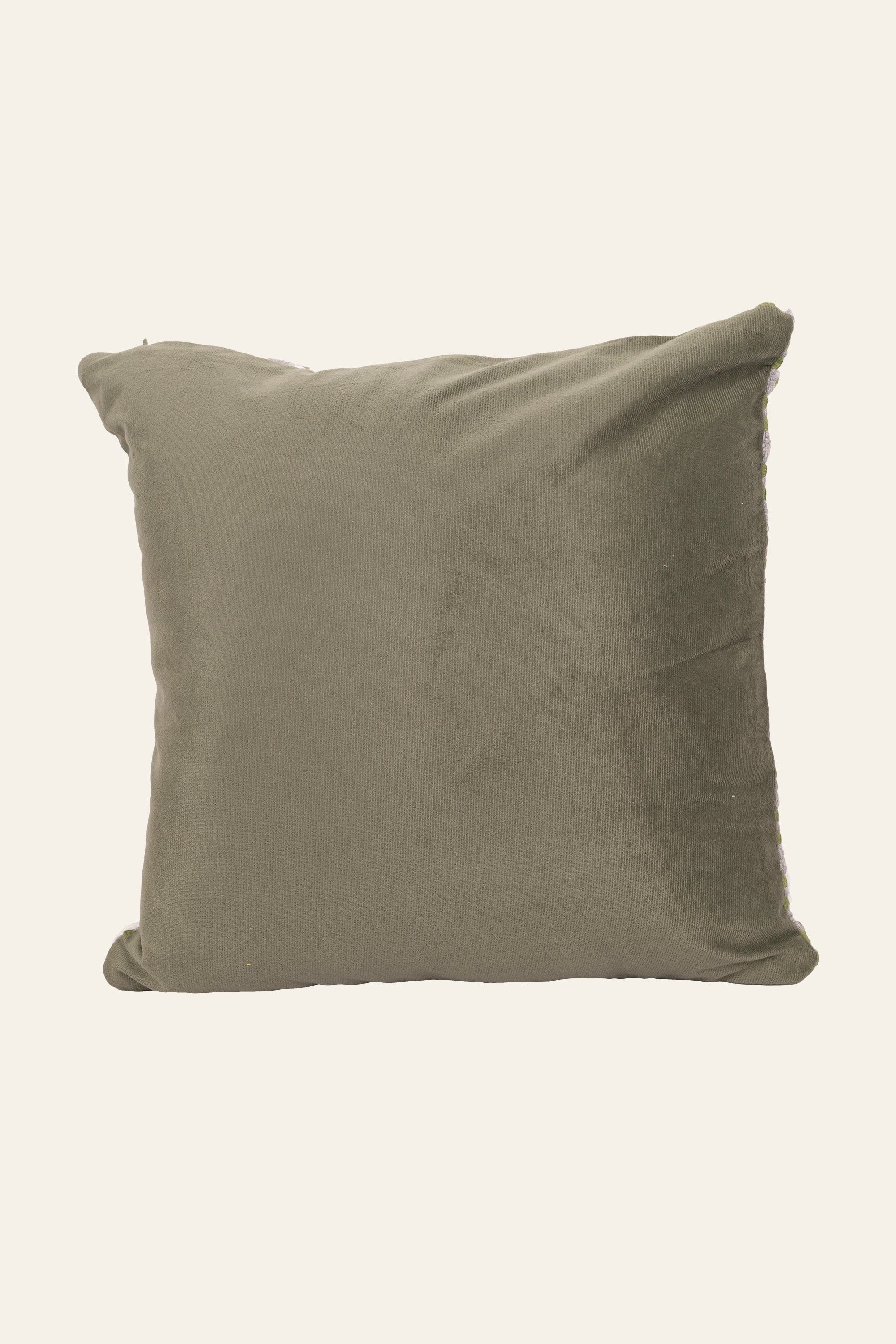 Green and White Patterned Jacquard Cushion