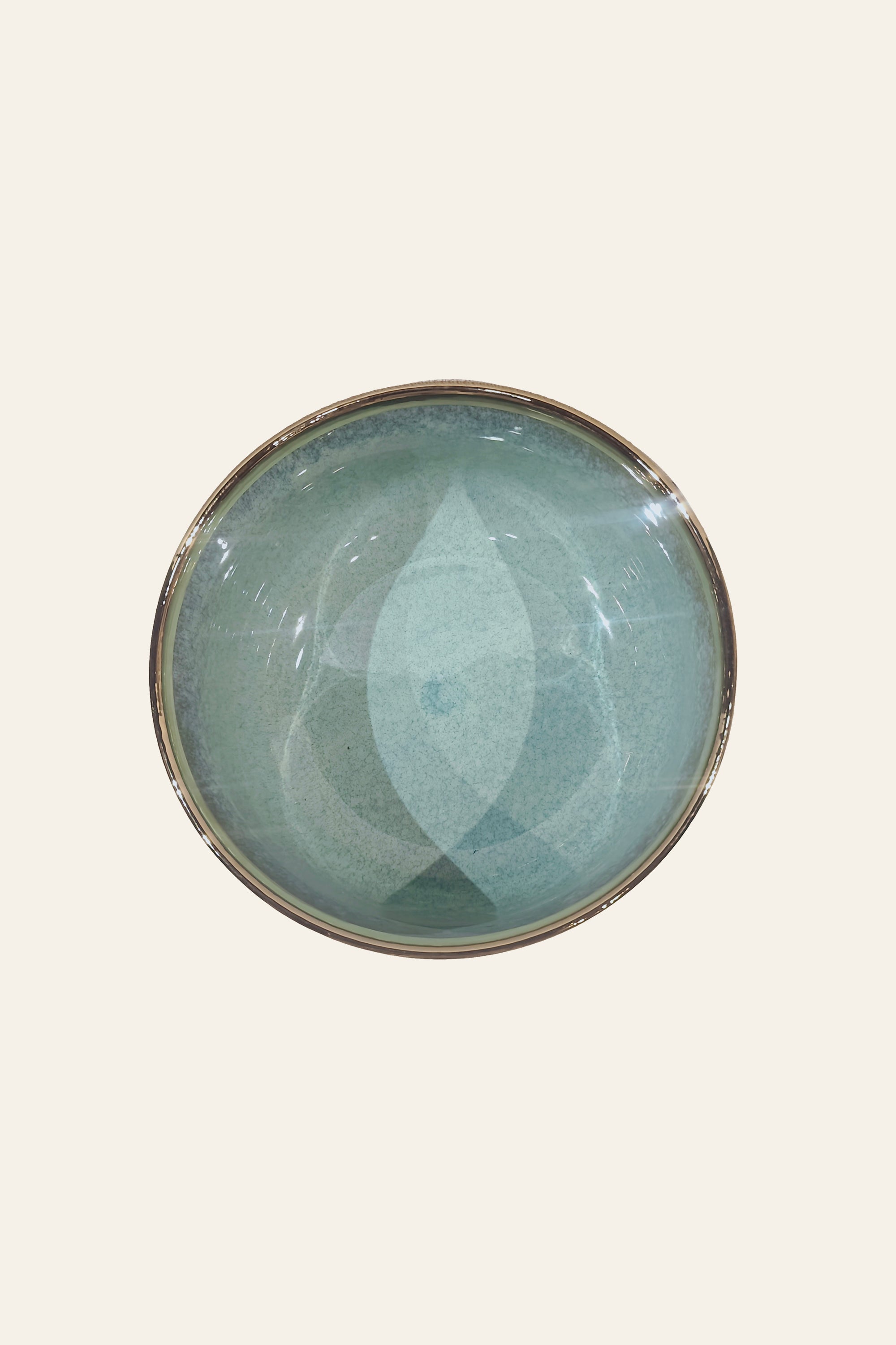 Teal Glazed Ceramic Serving Bowl