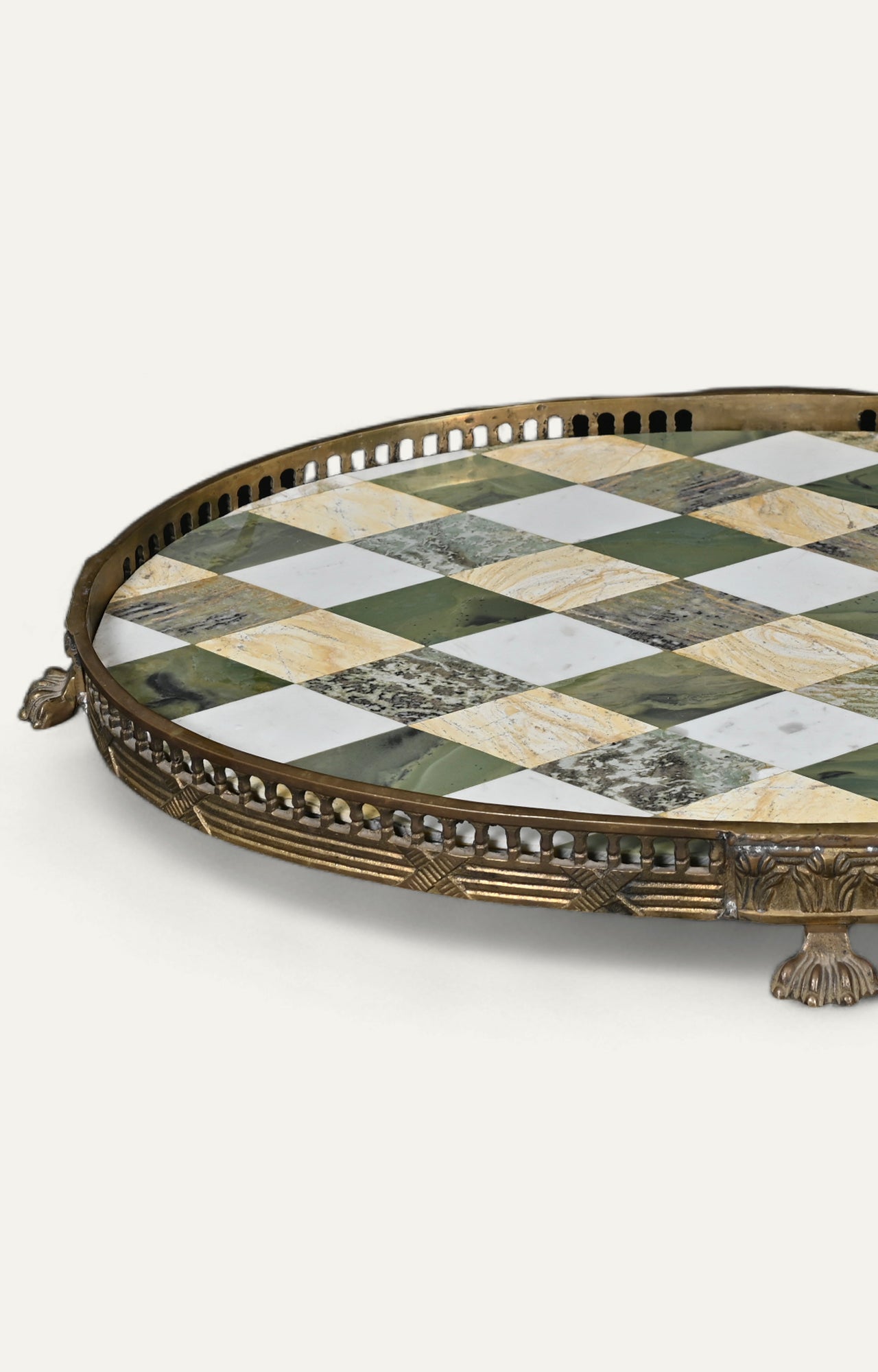 Brass Tray With Marble Inlay