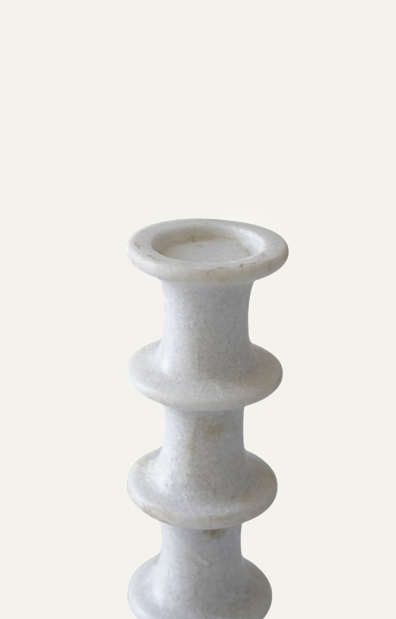 White Marble Candle Holder: Modern Geometric Design