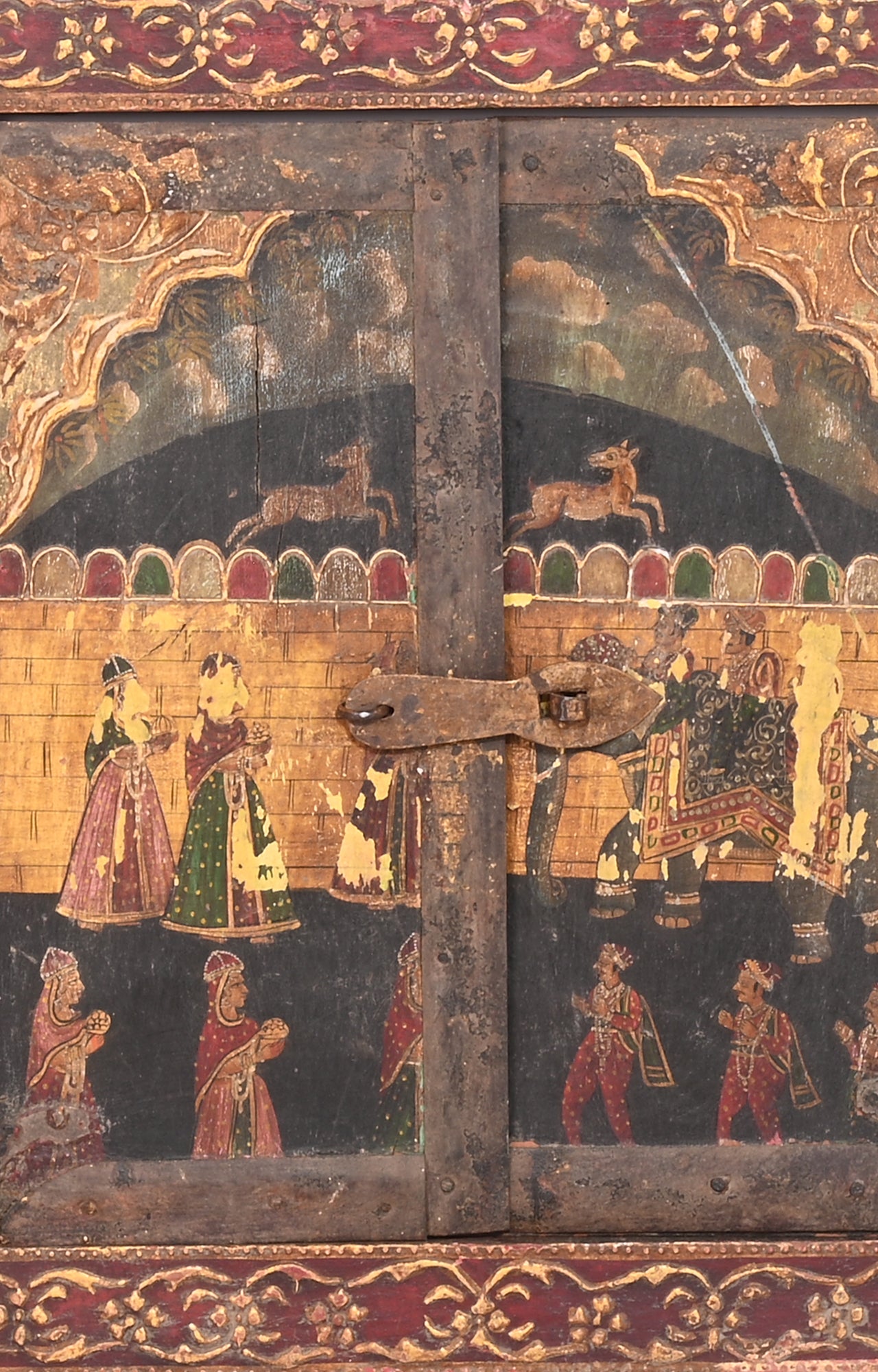 "Mughal Majesty in Wood: Artistry of Courtly Life"