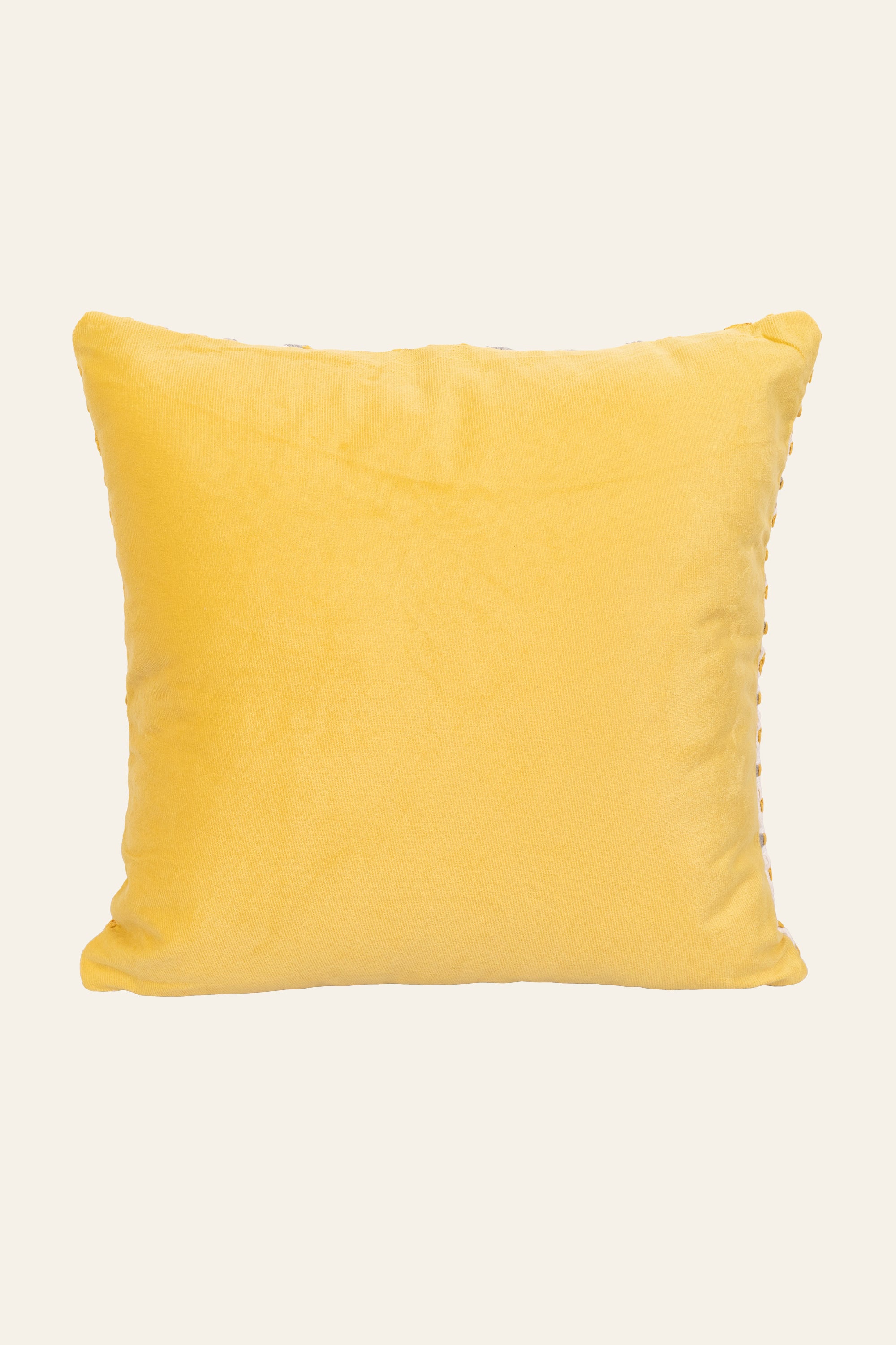 Yellow  and White Woven Jacquard Cushion