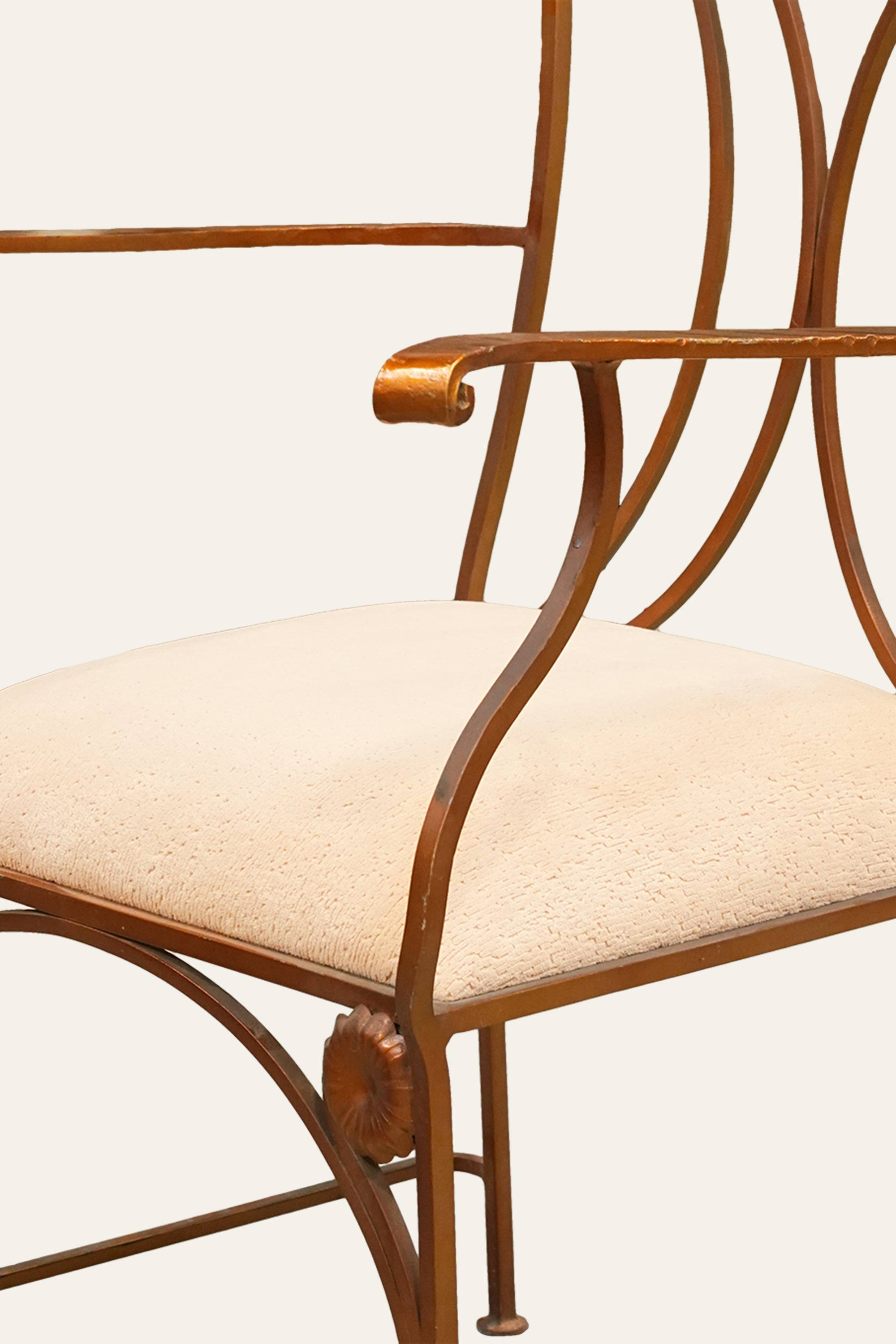 Curved Back Metal Armchair with Plush Cushioned Seat