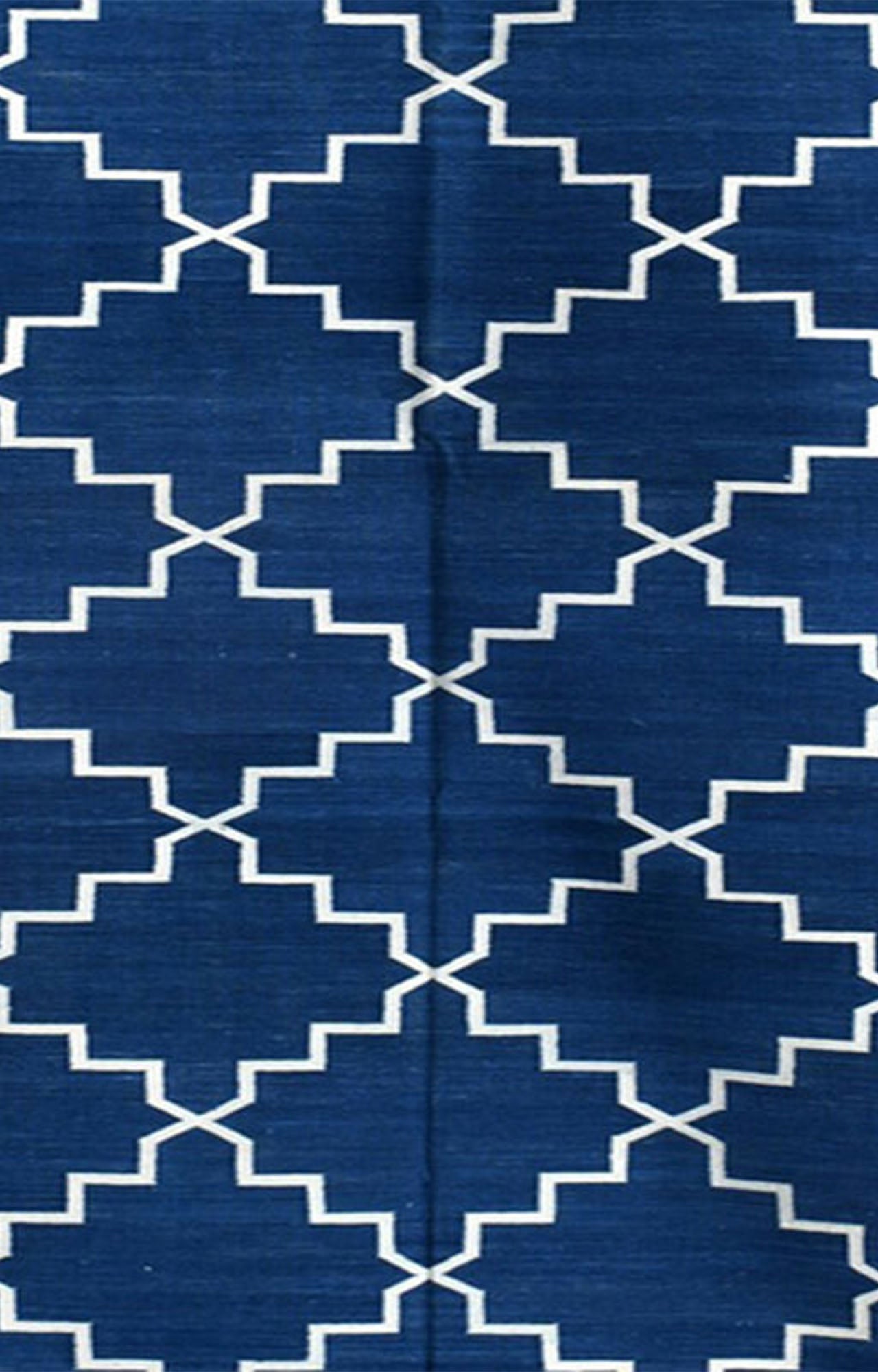 Indigo Diamonds pattern Handwoven Cotton Runner