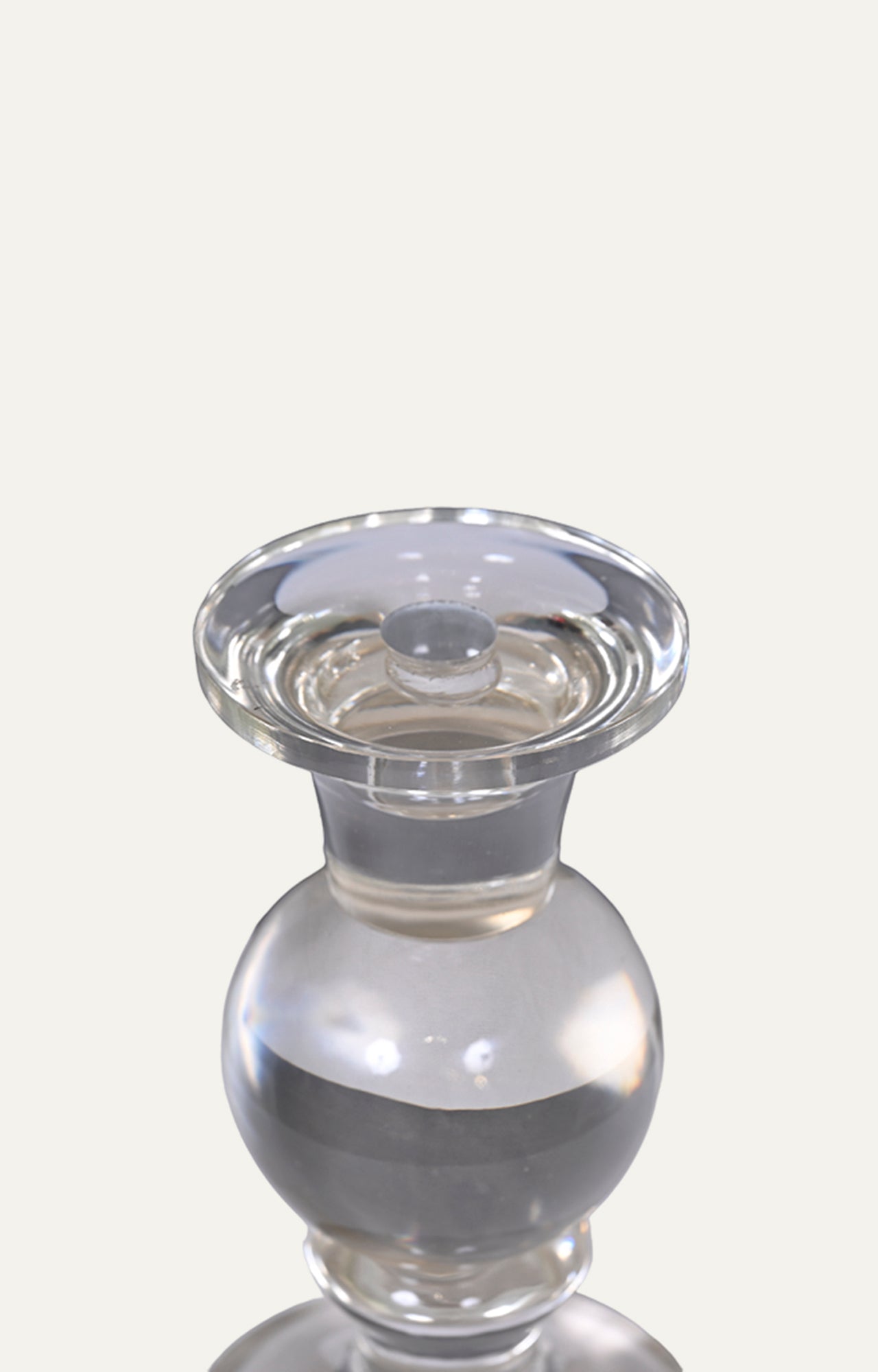 Crystal look glass Candle stand with sphere detailed in middle