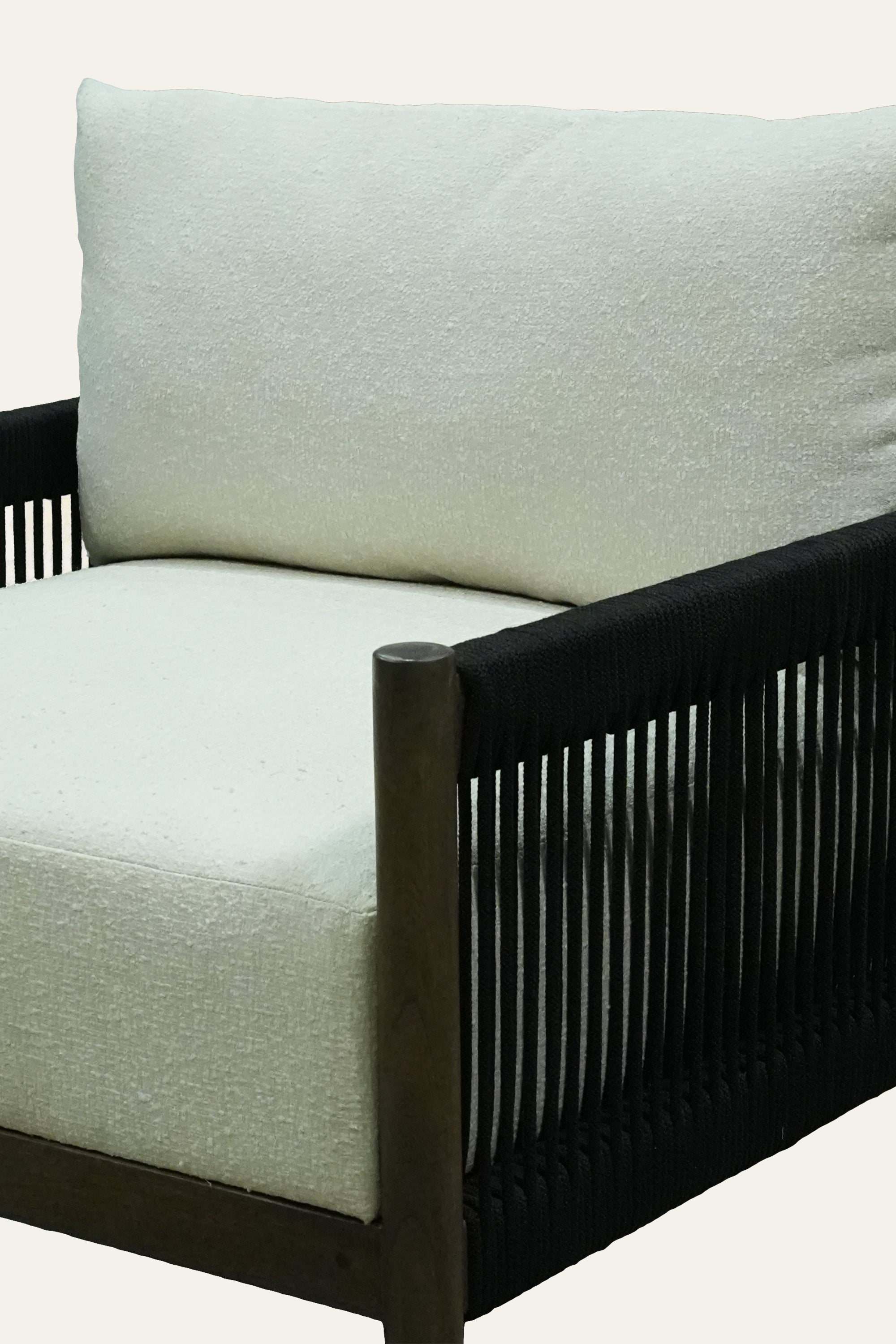 Wooden Nylon Rope Back Outdoor Lounge Armchair