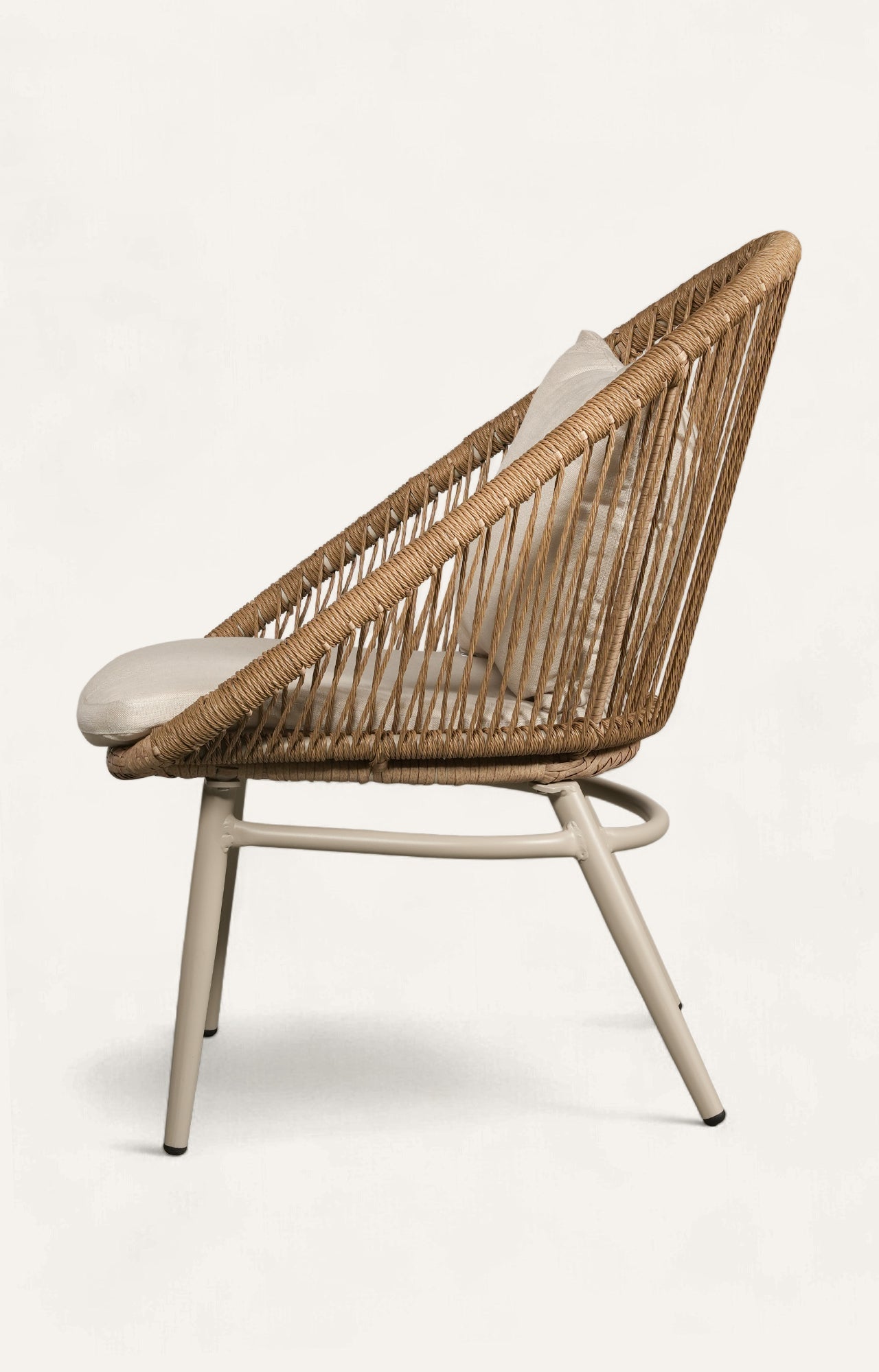 Woven Rattan Lounge Chair with Cushions