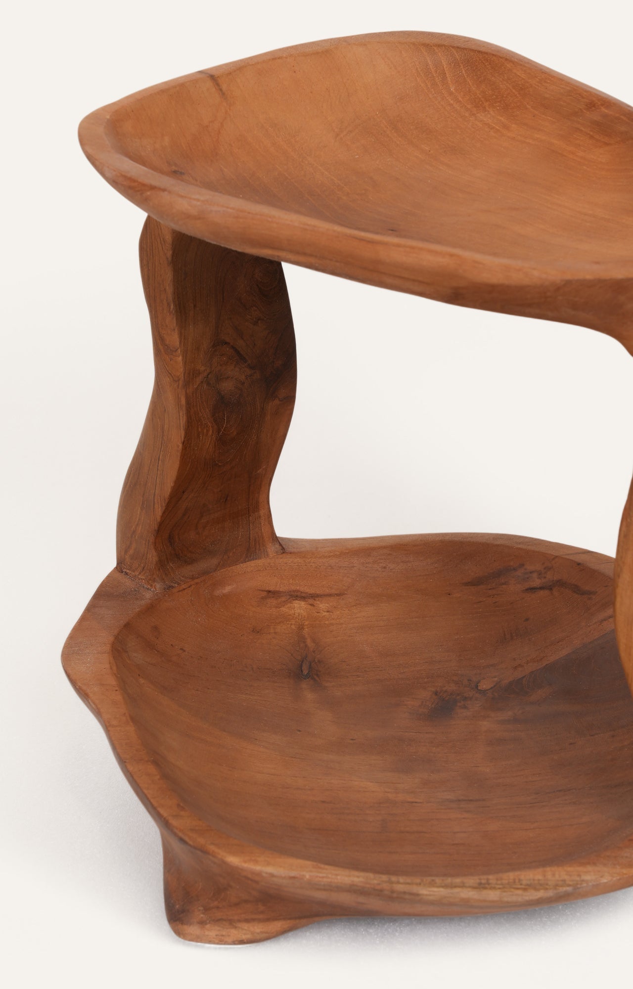 Handcrafted Teak Wood 2-Tier Tray