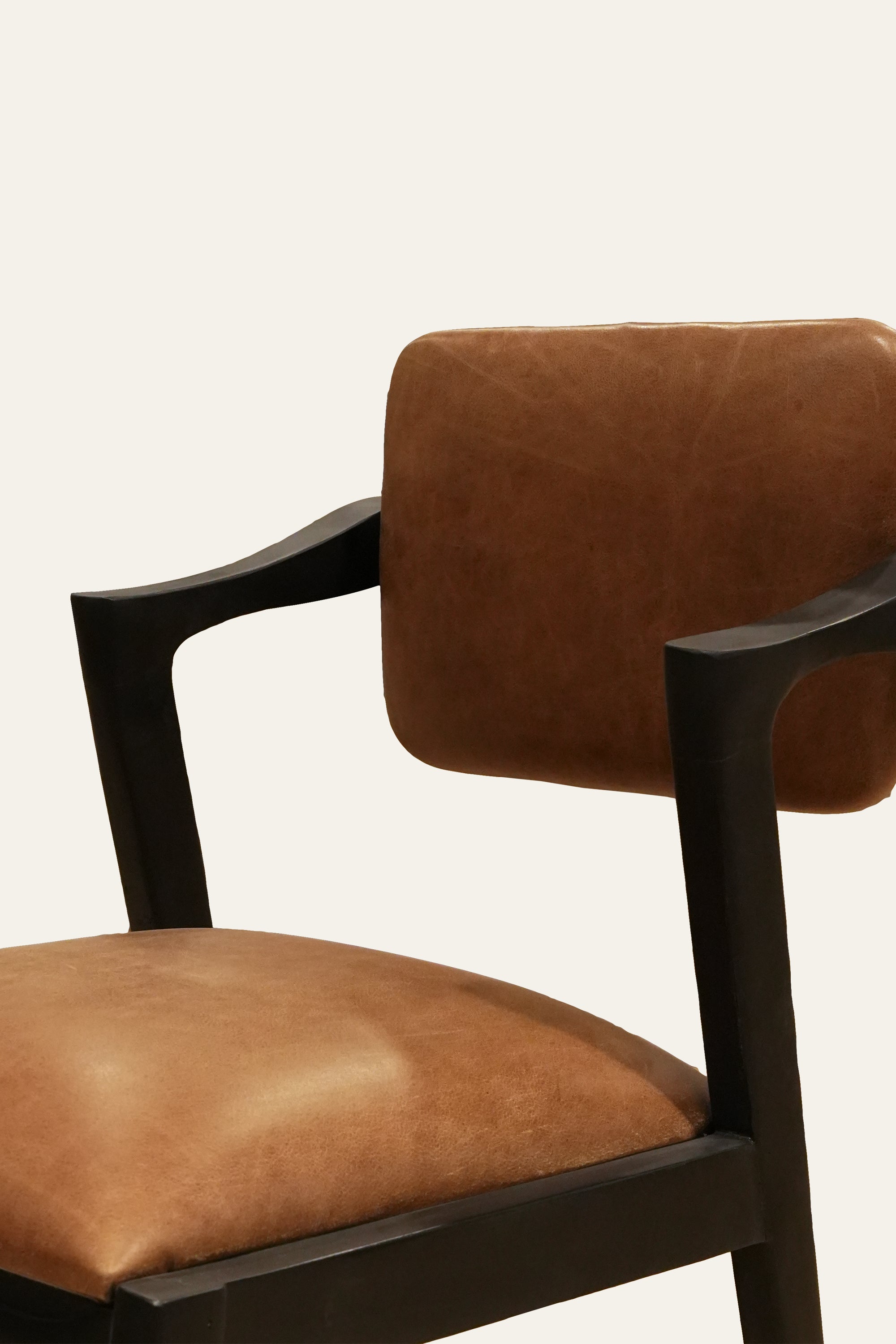 Tan PU Leatherette Upholstered Dining Chair with Black Frame