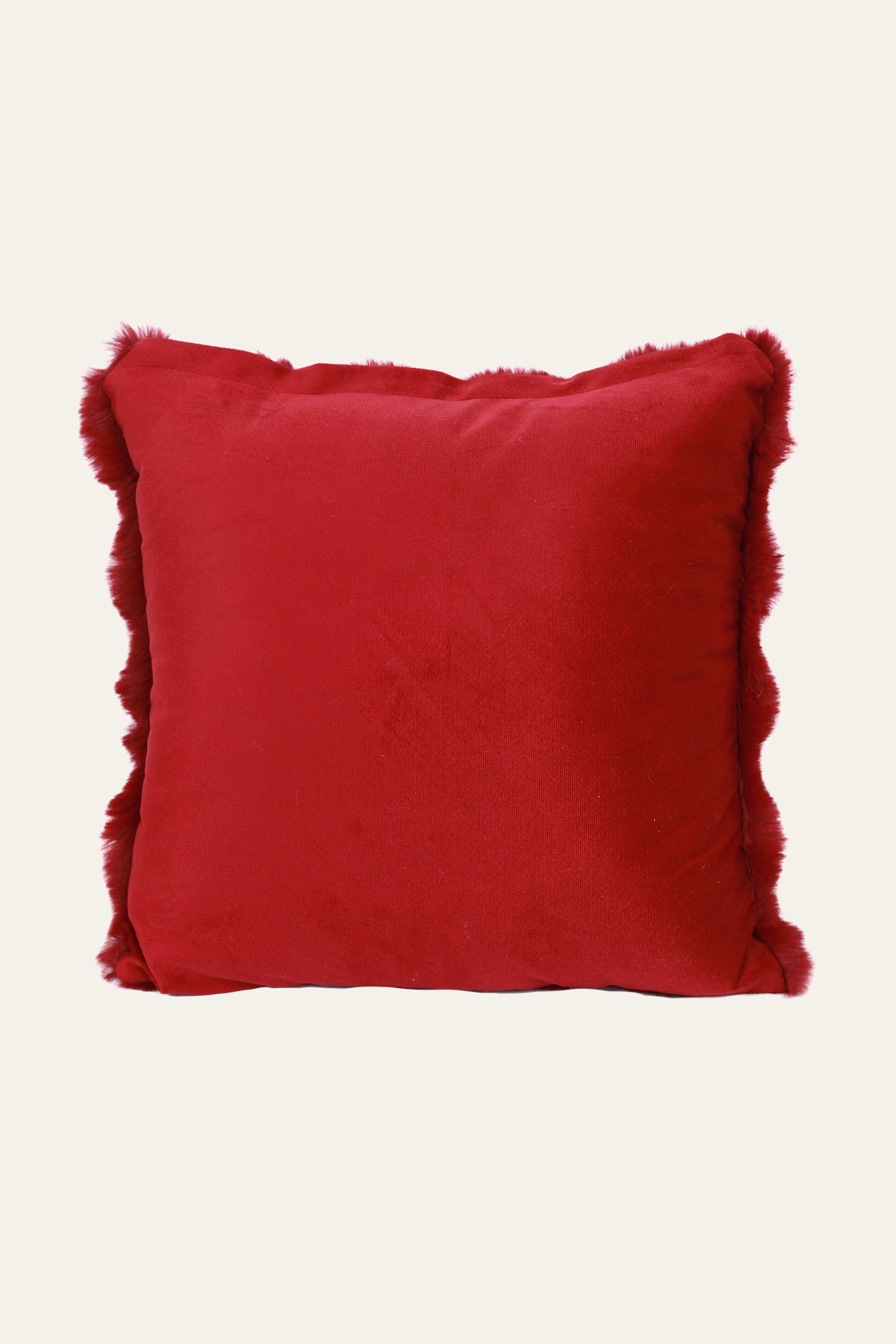 Dark Red Fur Cushion for Living Room Chair
