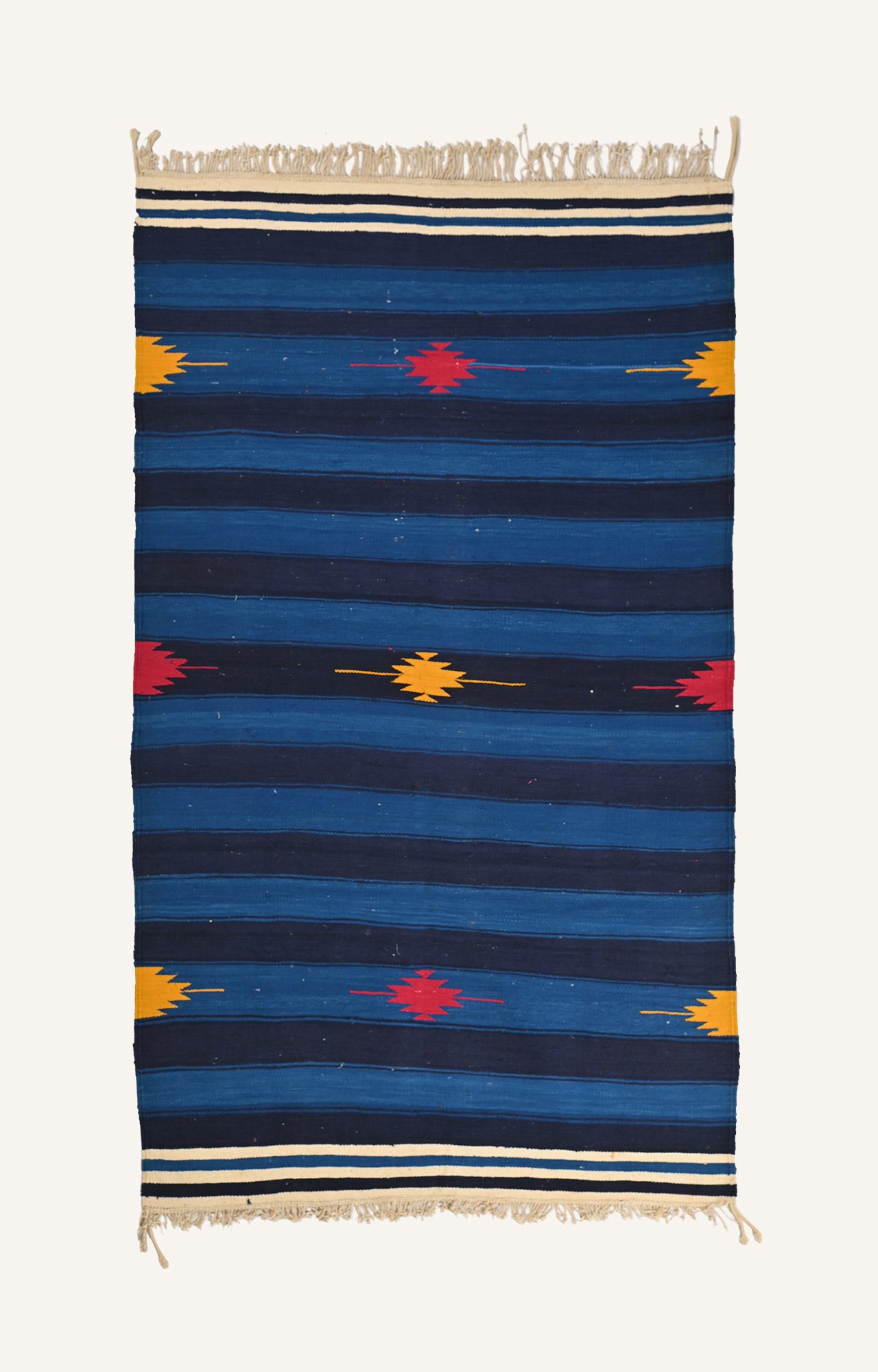 Navy Blue Feathered Stripe Punjabi Durrie