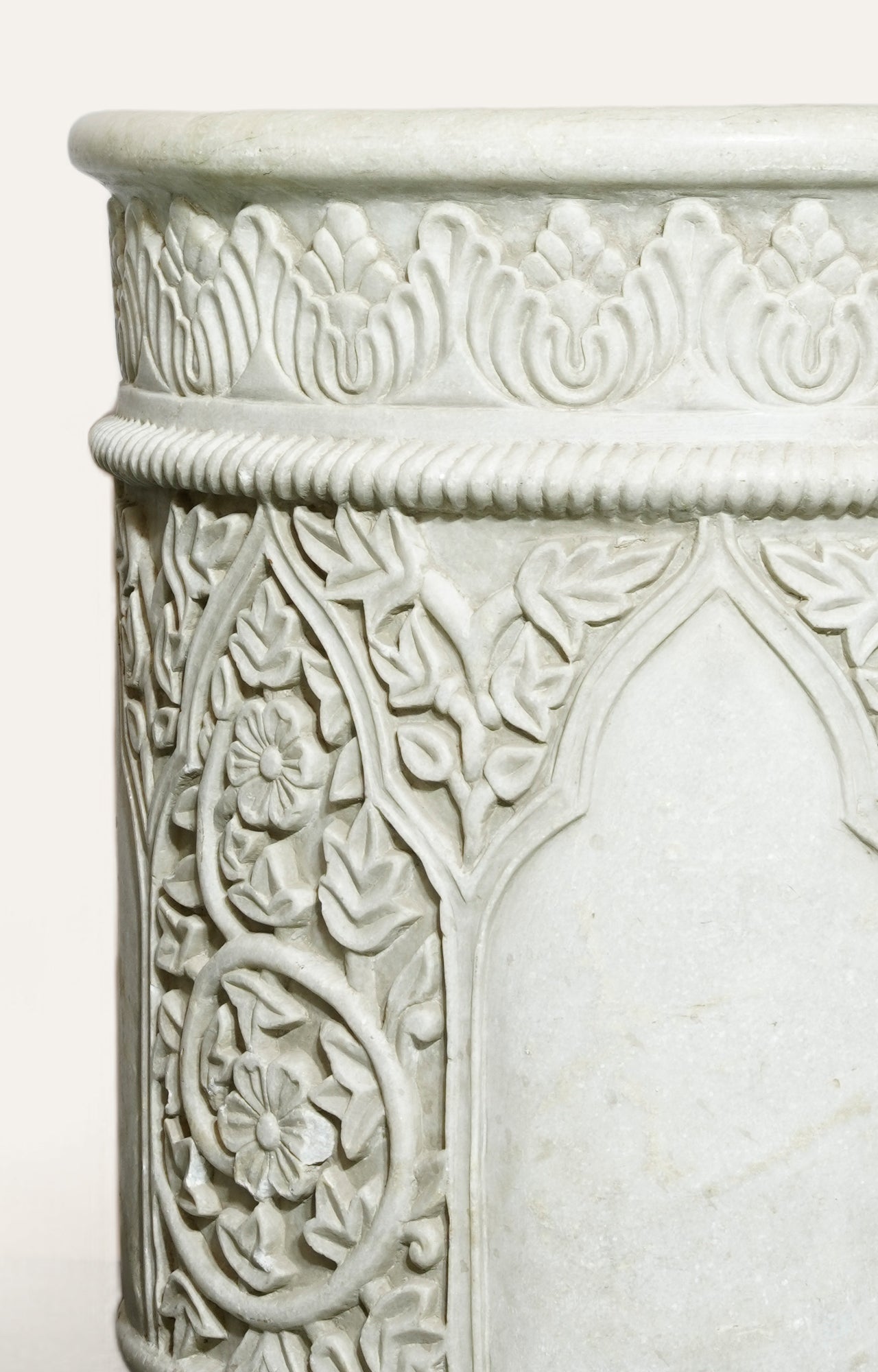 Hand Carved Floral Marble Planter