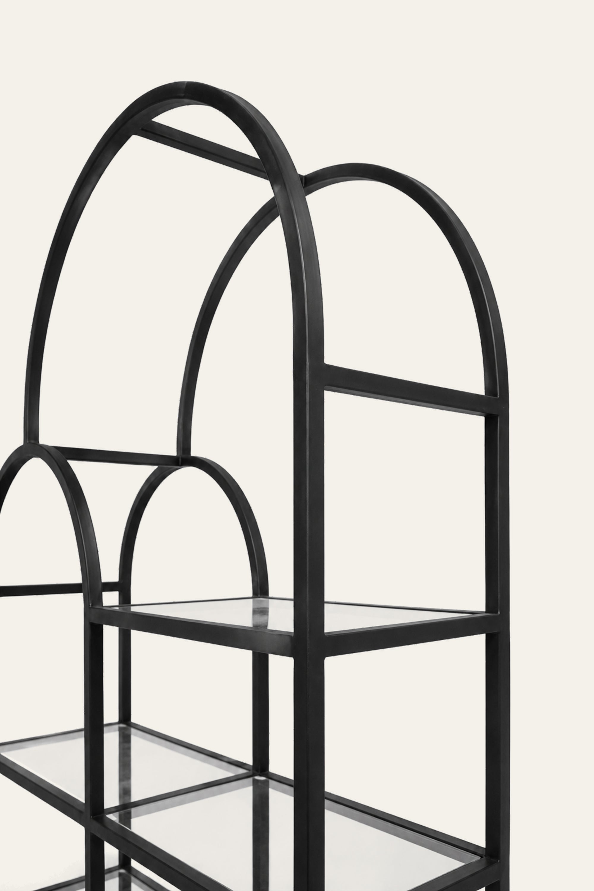 Black Arched Metal Shelf for Living Room with Display Rack