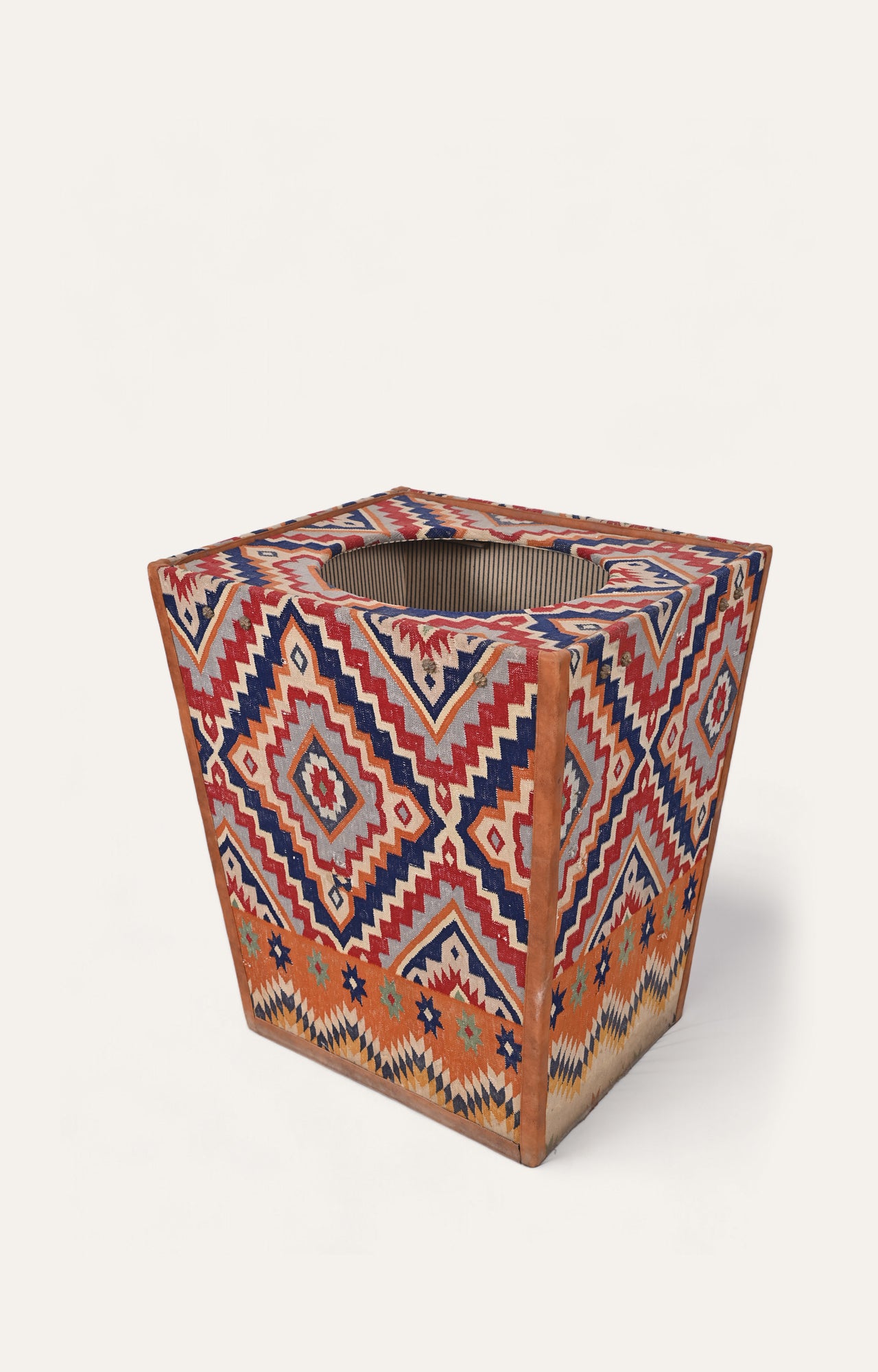 Chevron Handwoven Upholstered Laundry Bin