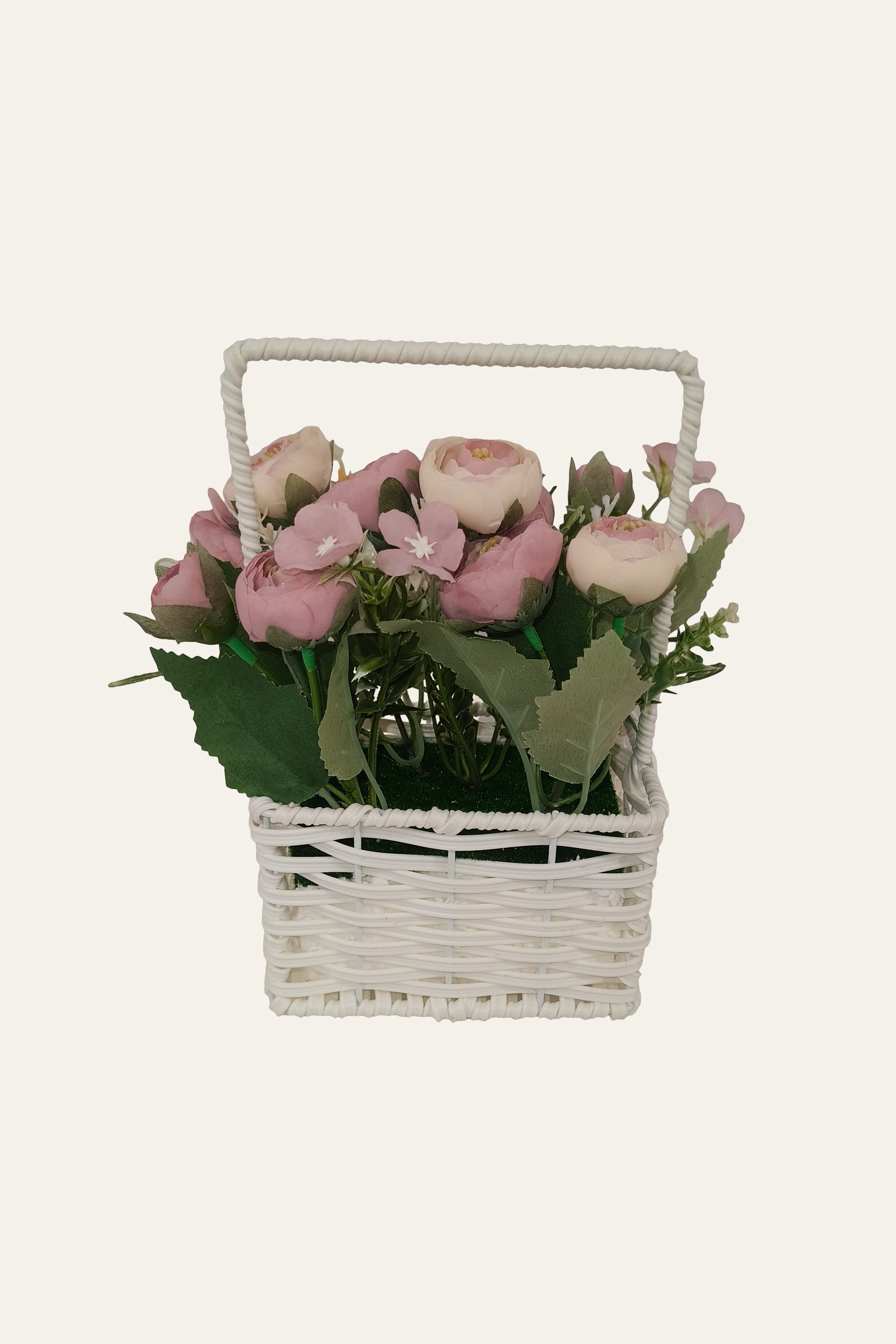 Soft Pink Rose Mini Flower Basket