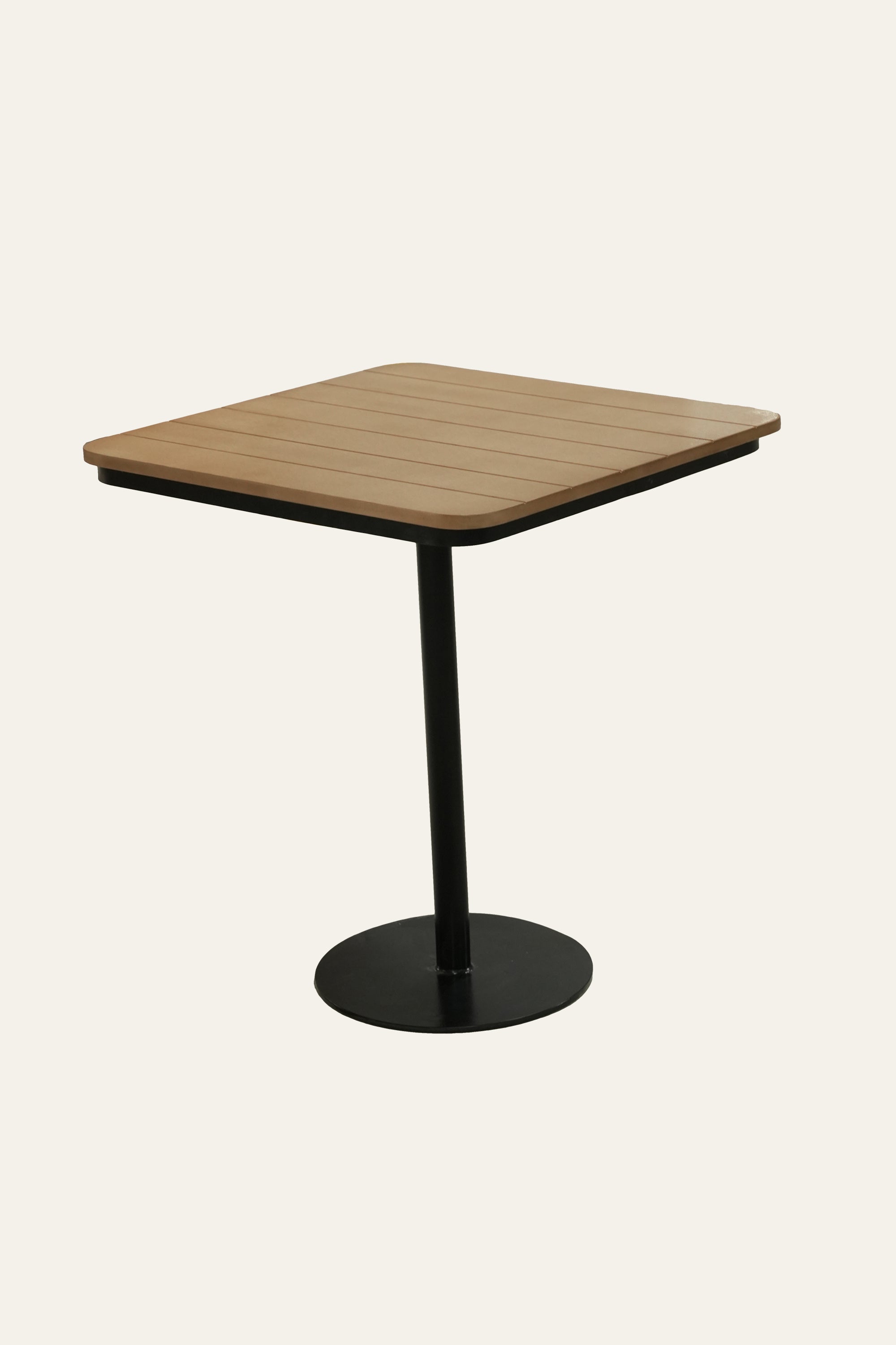 Square Wooden Cafe Style Dining Table with Metal Base