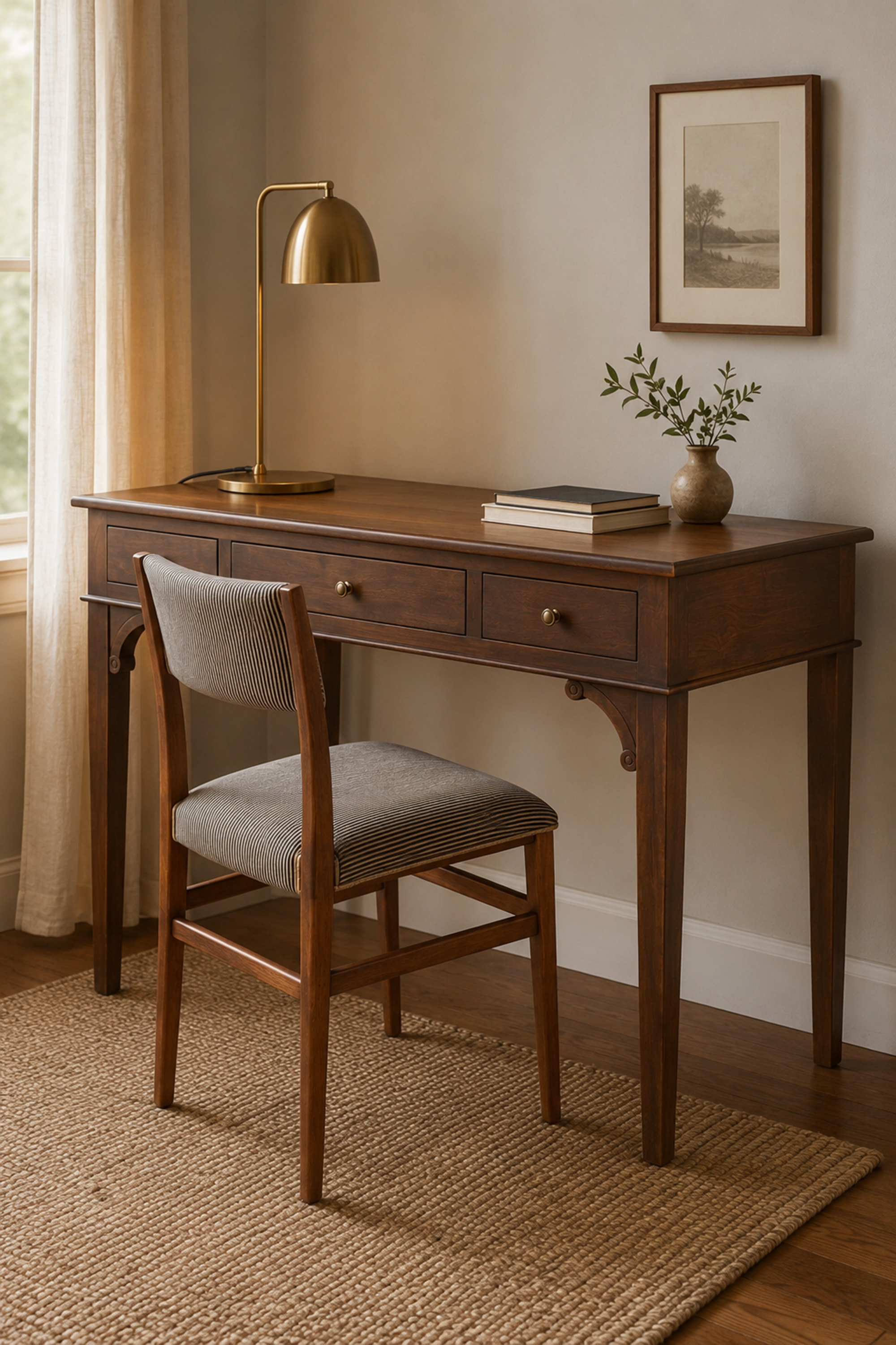 Classic Wooden Writing Desk with Three Storage Drawers