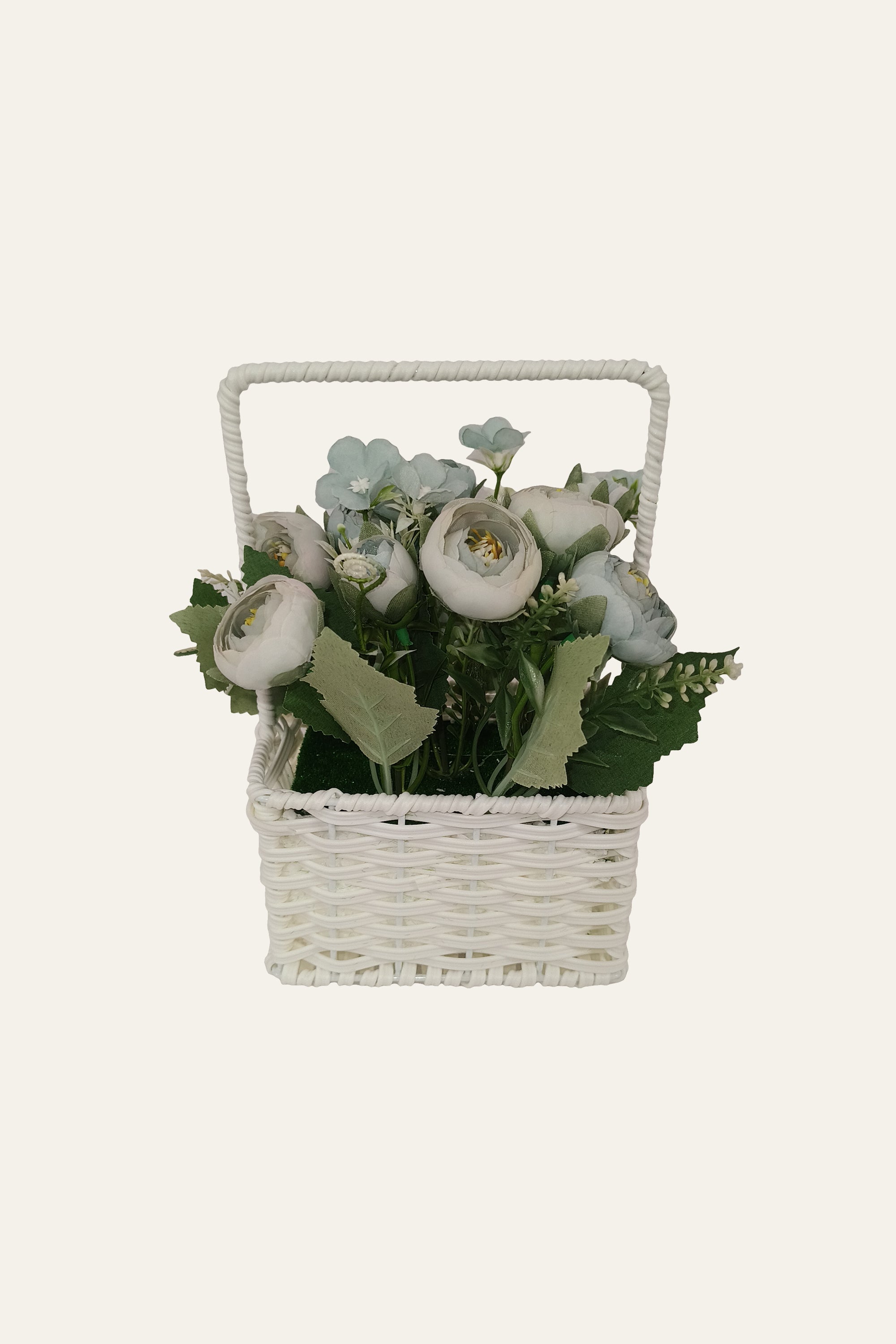 Pastel Blue Rose Mini Flower Basket
