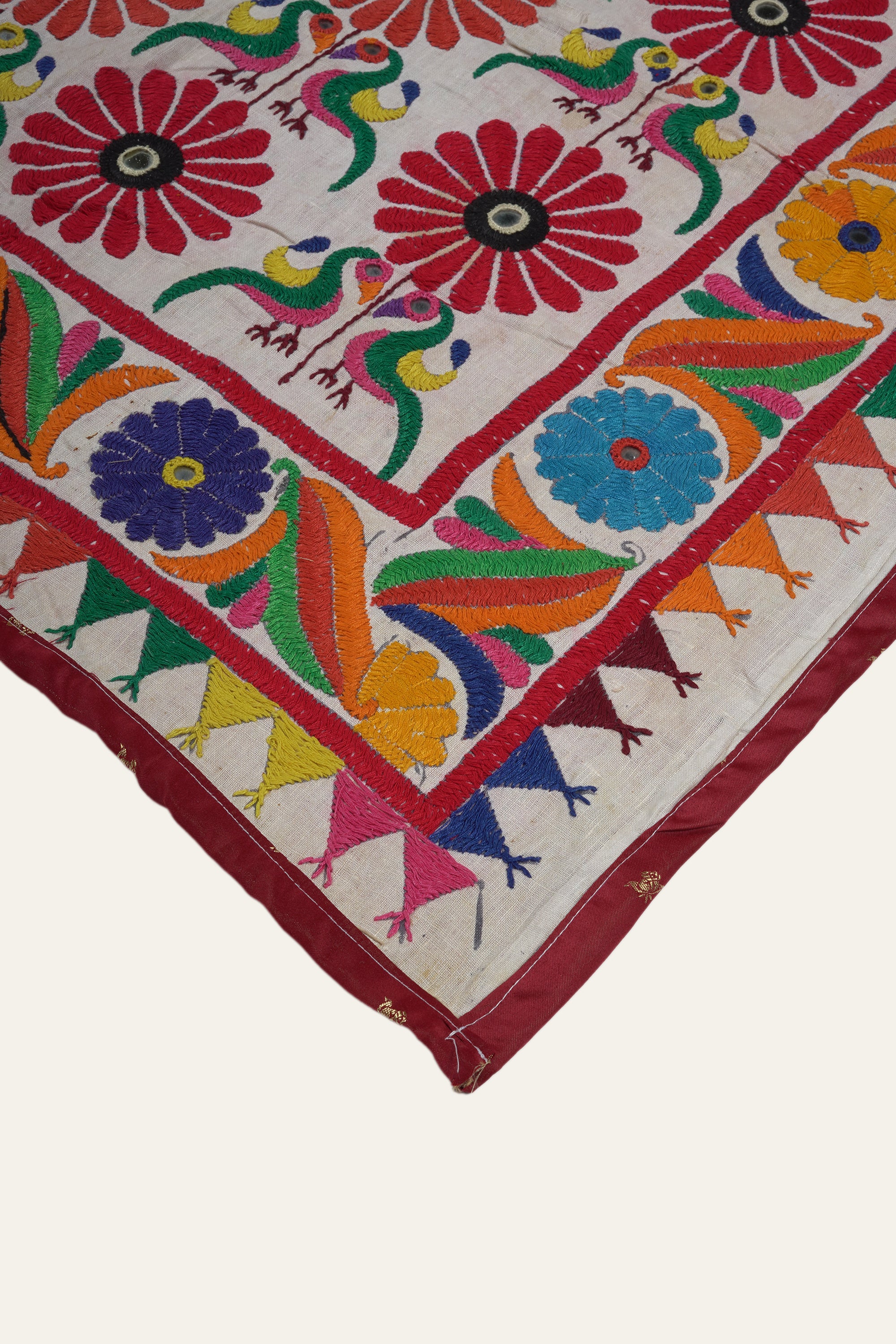 Floral Medallion Vintage Gujarati Wall Tapestry