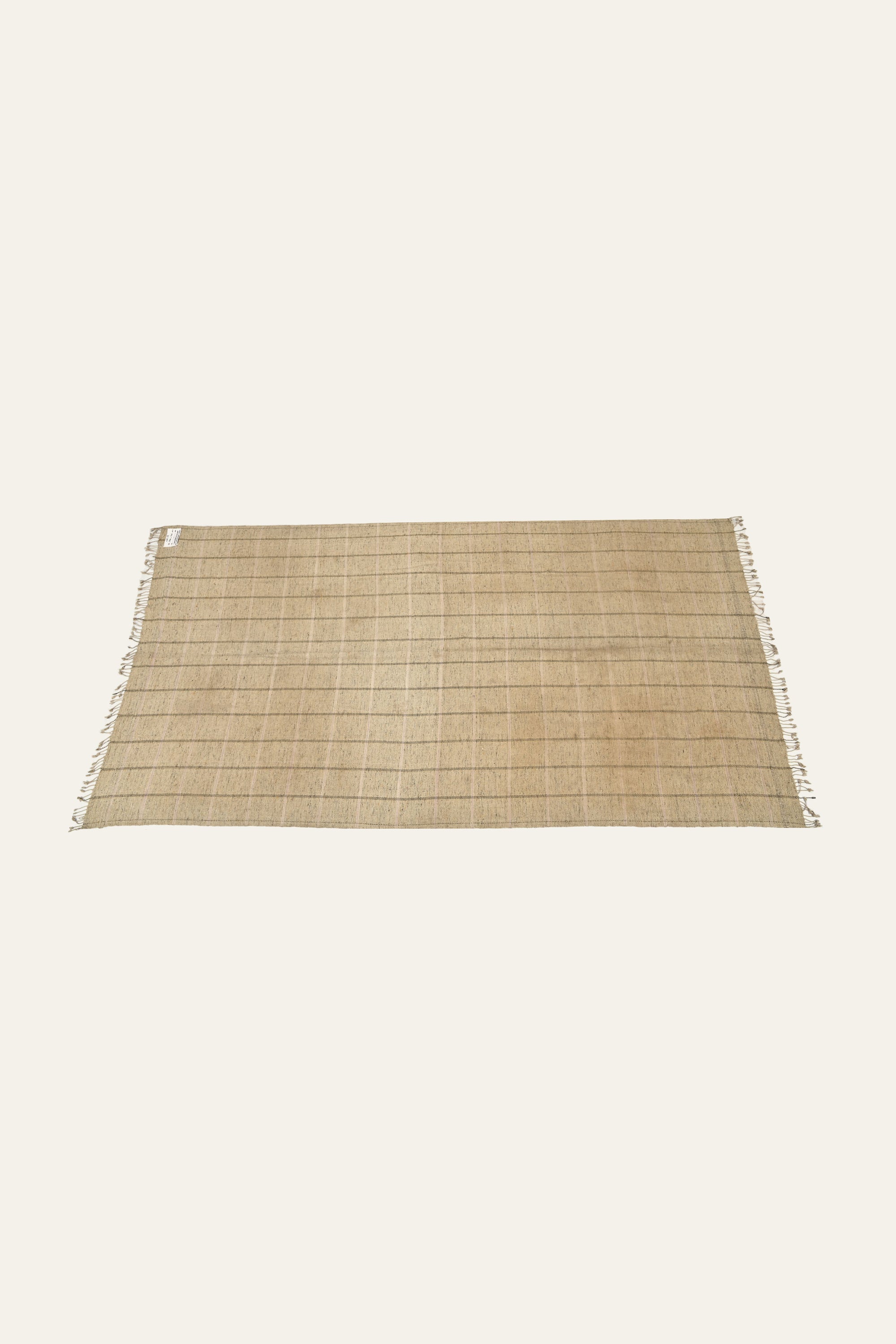 Beige Checked Hand Woven Cotton Punjabi Khes Wall Hanging