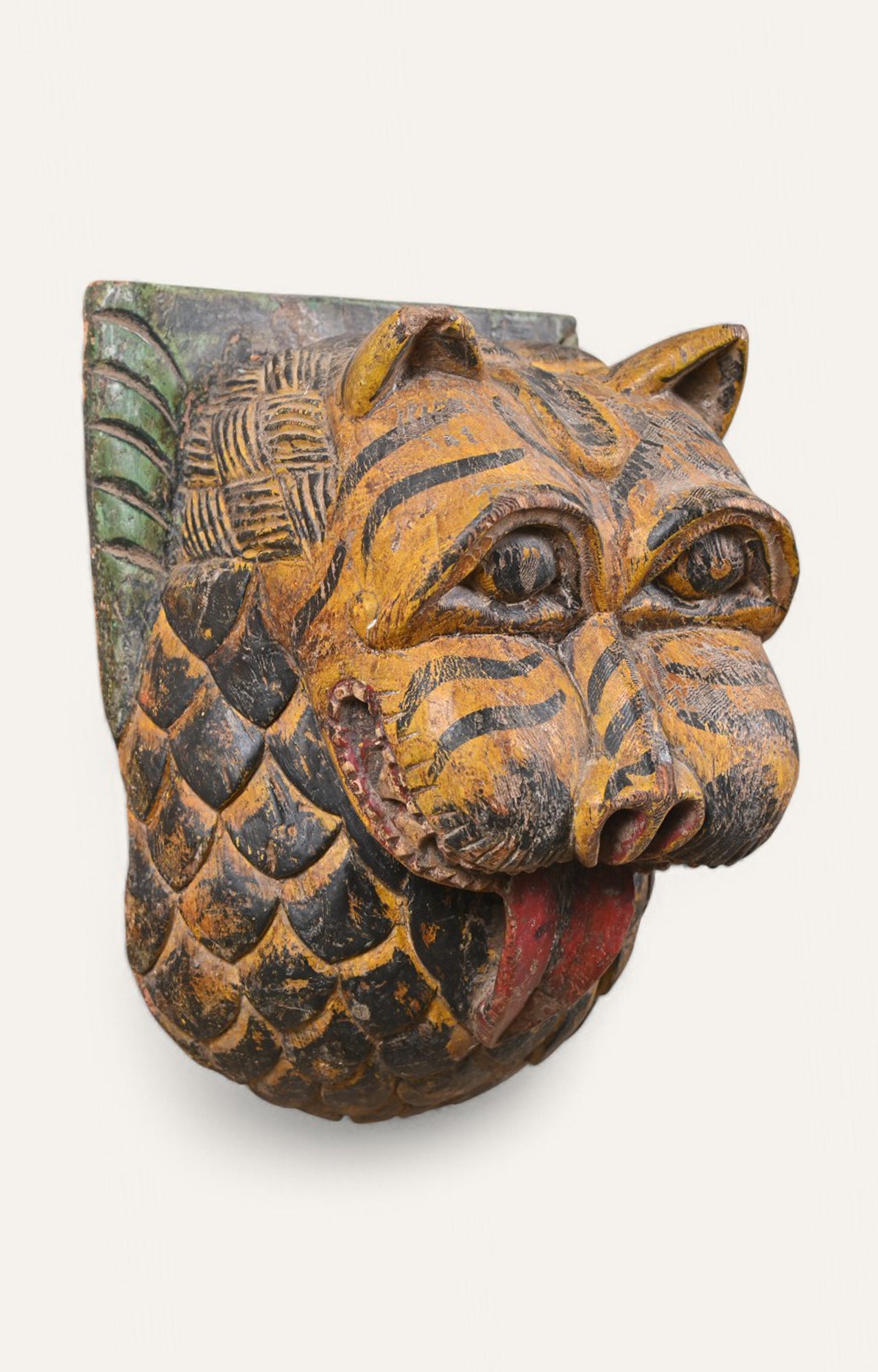 Hand-Carved Wooden Lion Mask