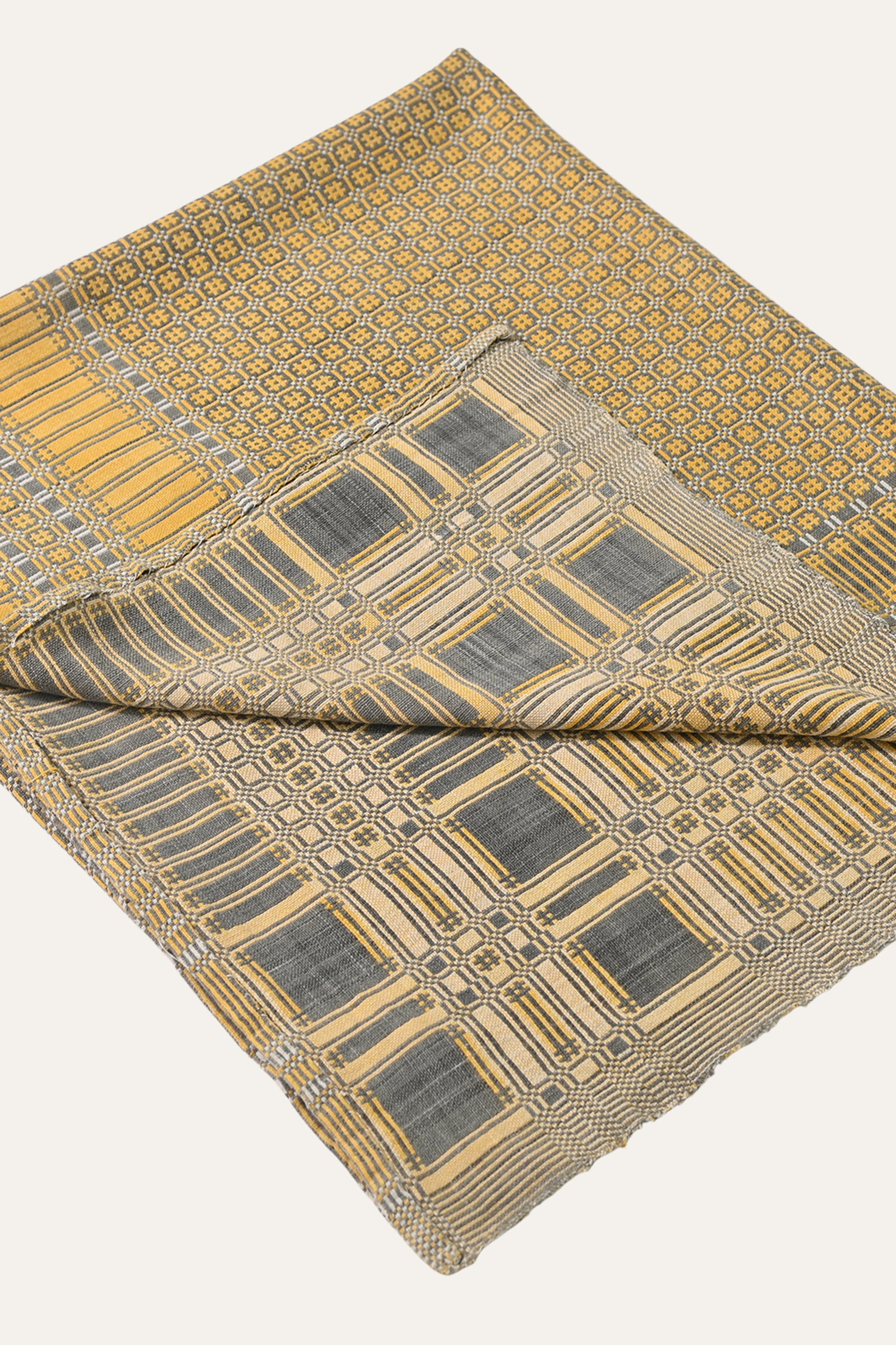 Light Yellow Reversible Khes Wall Hanging with Fringed Edge