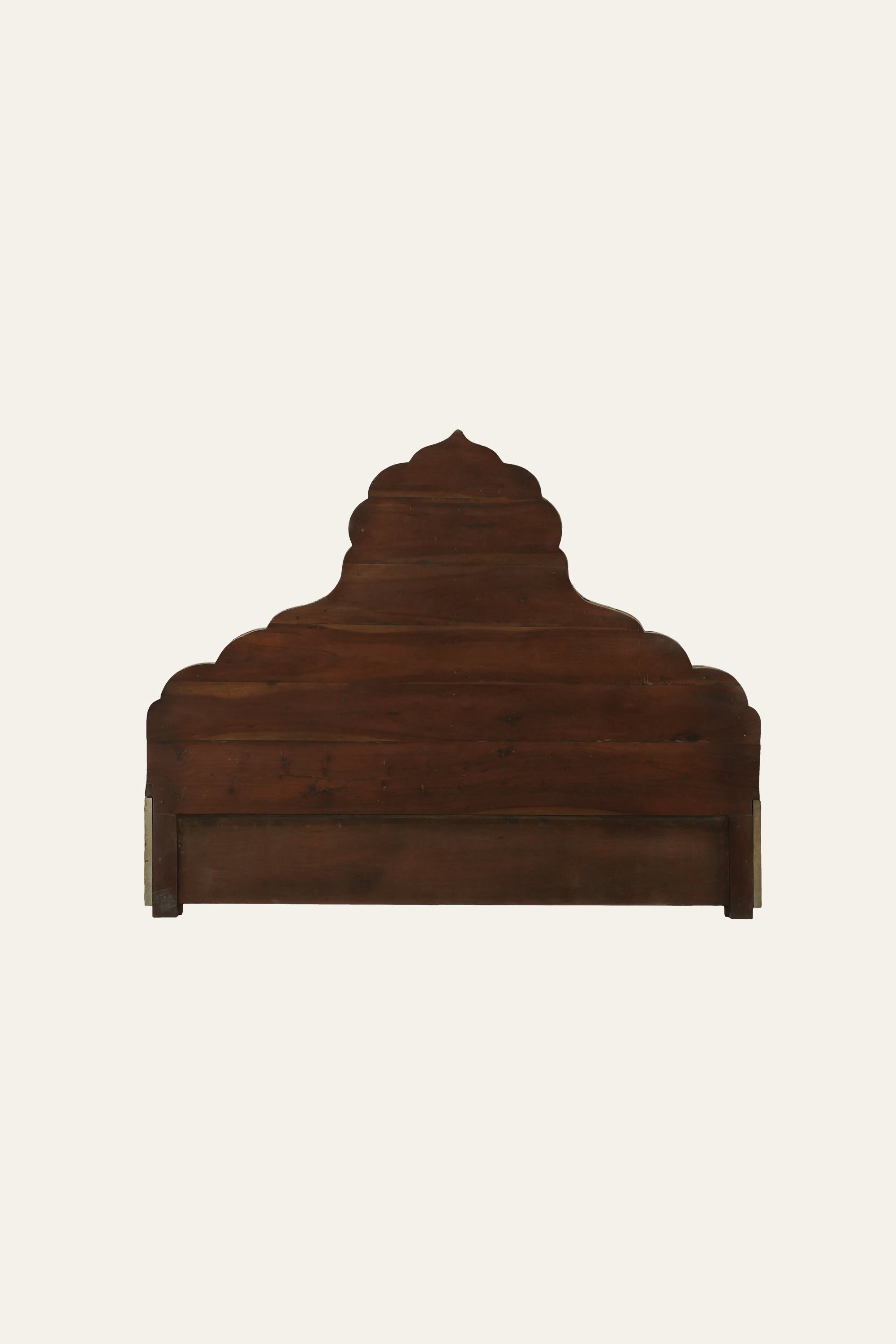 Carved Floral Motif Wooden Double Bed