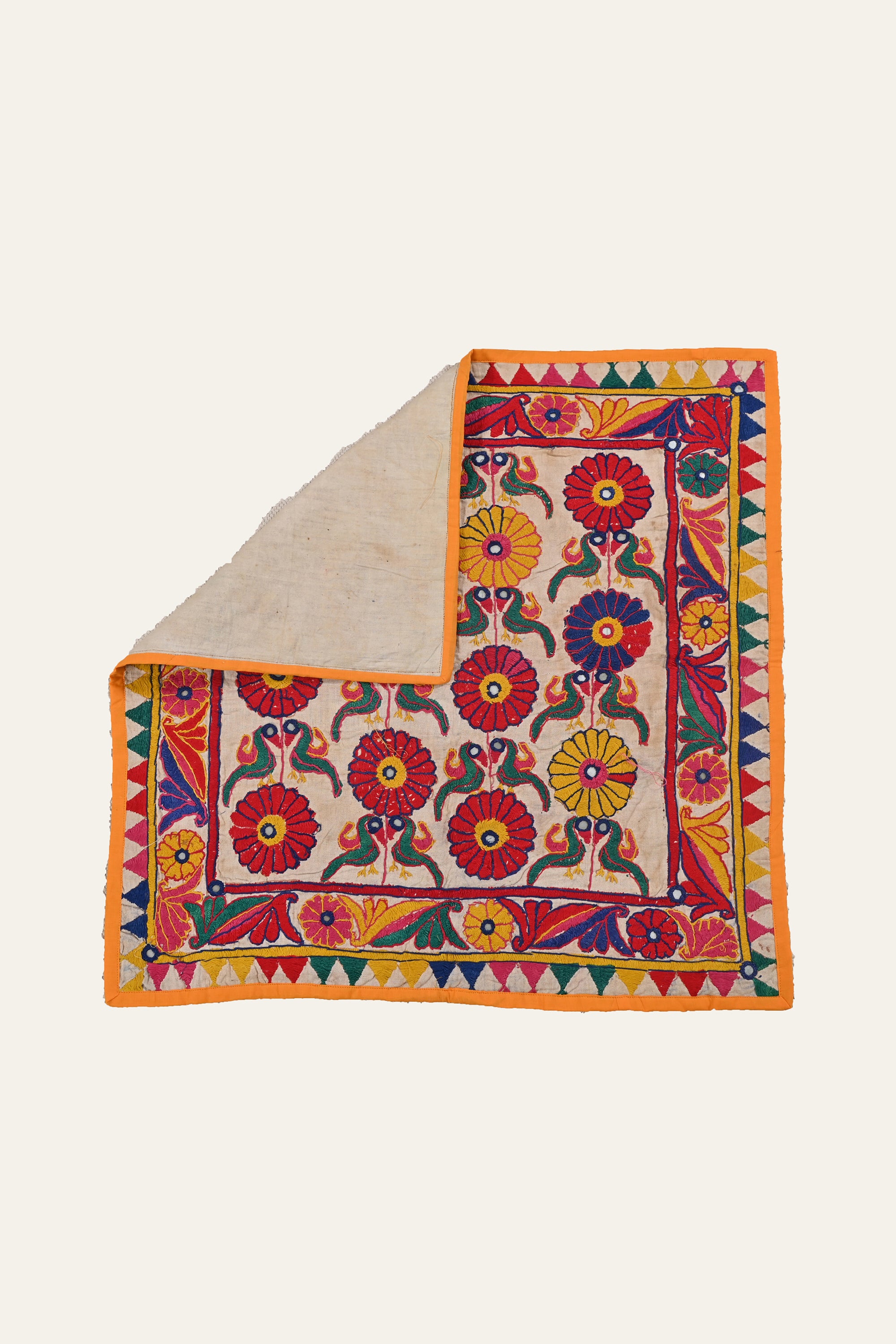 Collectible Antique Mirror Work Kutch Tapestry Wall Hanging