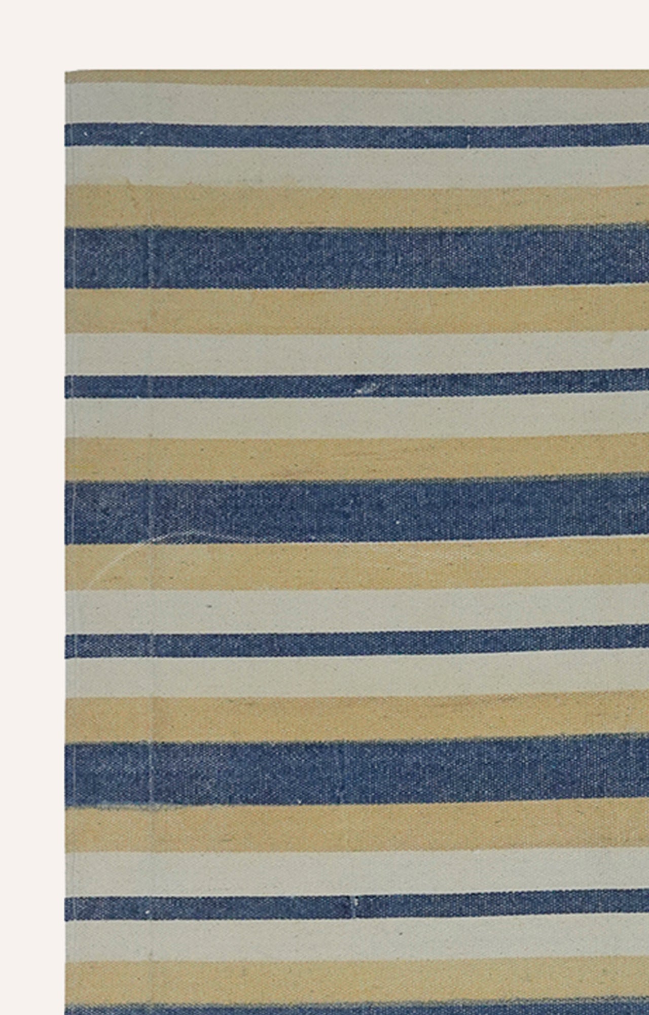 Block Printed Handwoven Striped Area Rug