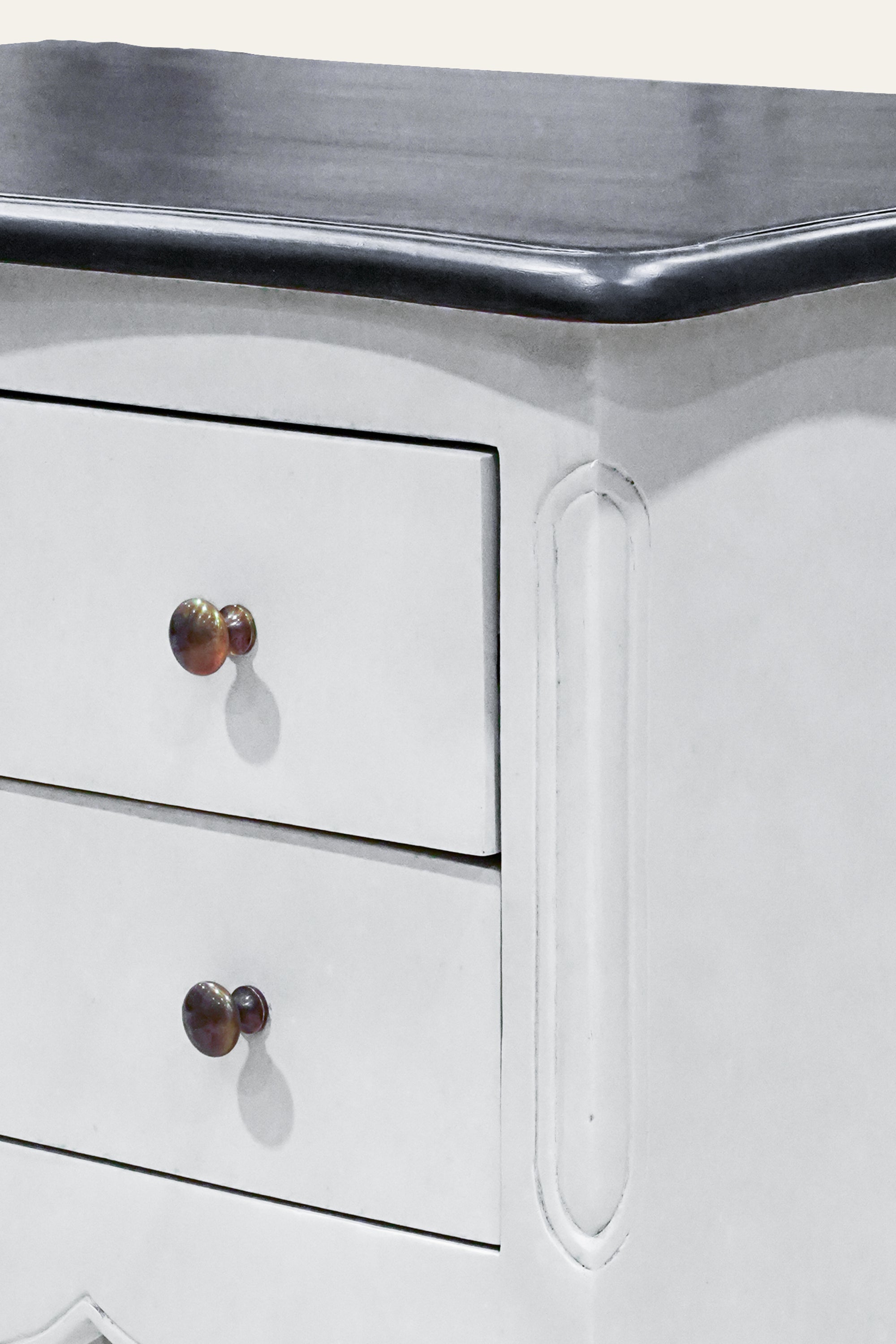 Two Toned French Style  2-Drawer Chest of Drawers with Curved Legs