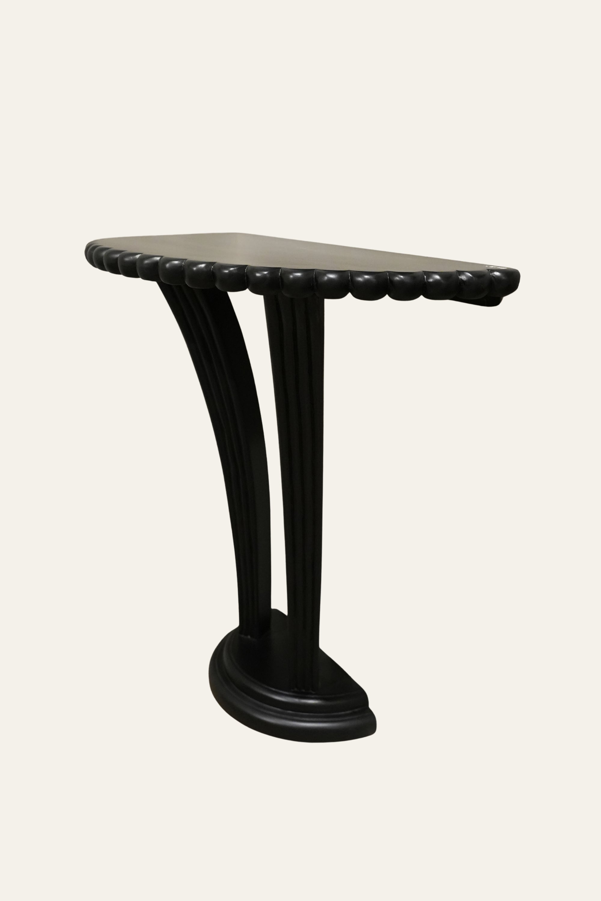 Black Half Round Wall Console Table with Sculpted Base