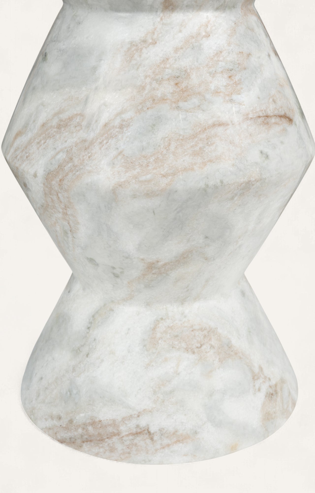 Geometric Travertine Marble Accent Table