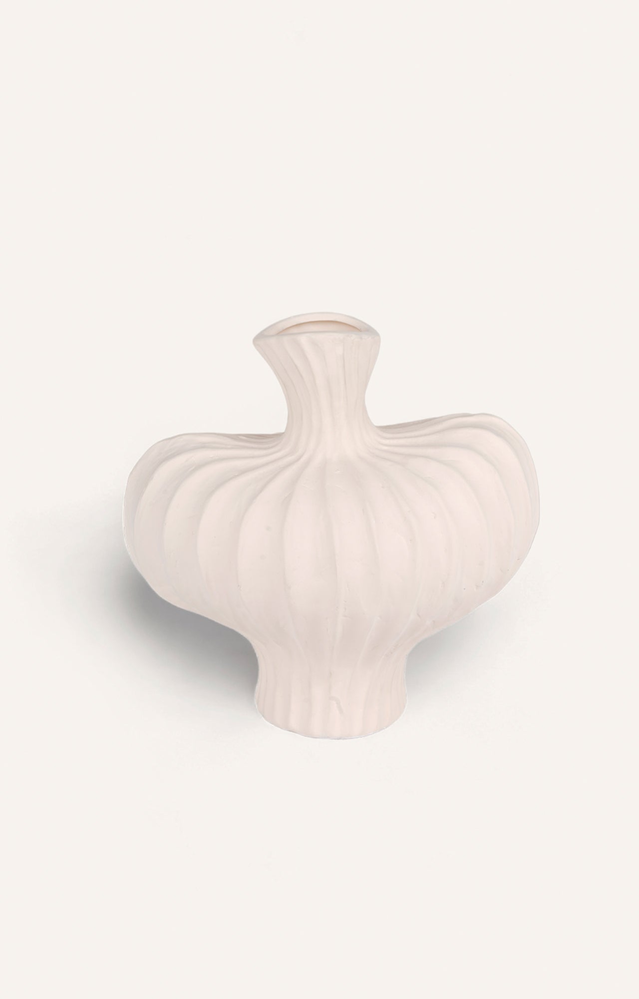 Off - White Ceramic Vase with Swirl Design