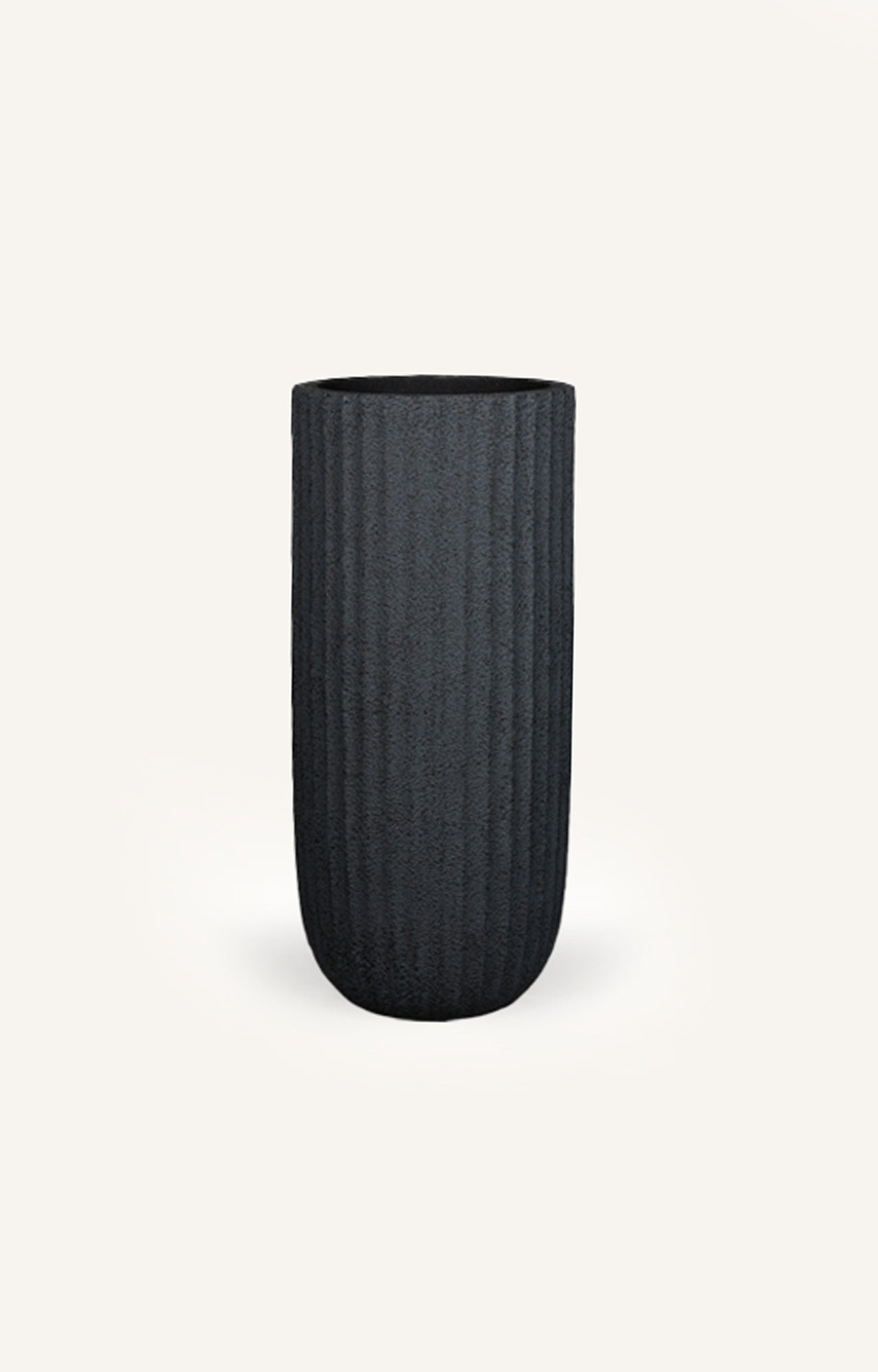 Fluted Pattern Black Planter