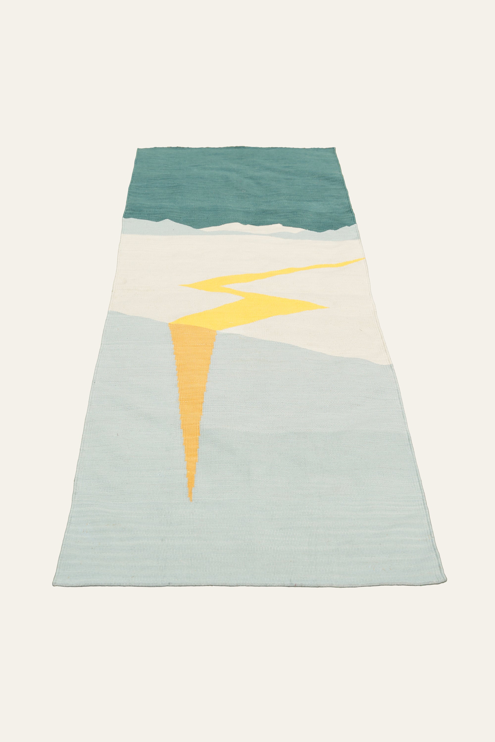 Pastel Blue Landscape Yoga Mat with Yellow Lightning Motif