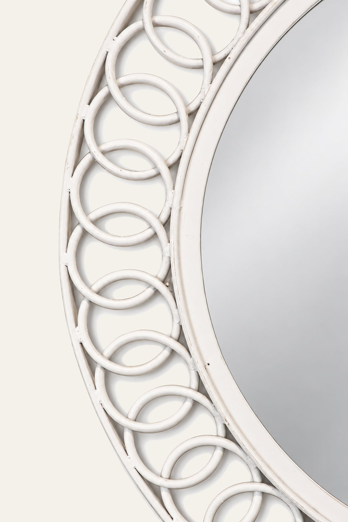 White Circular Loop-Frame Wall Mirror