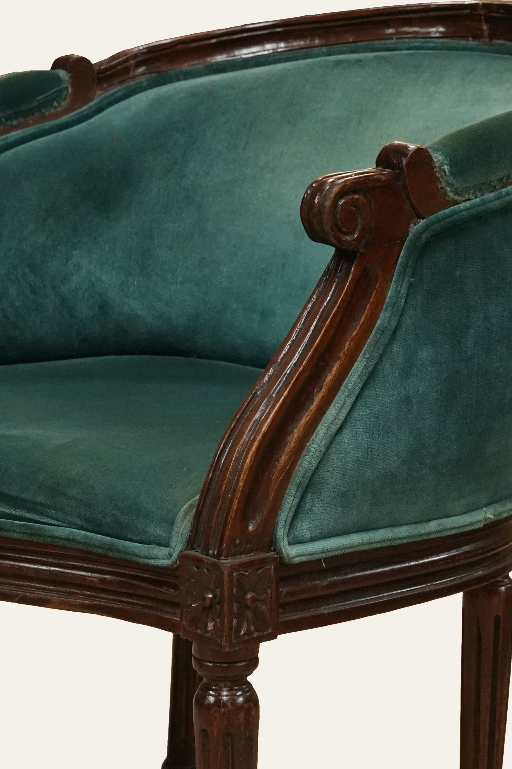 Teal Upholstered Barrel Armchair