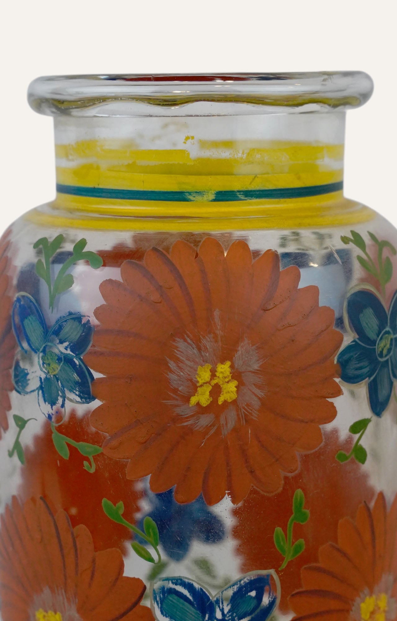 Hand-Painted Floral Mason Glass Jar/ Candle holder