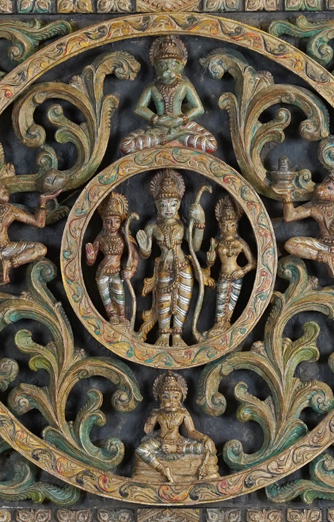 Eternal Balance – Hand-Carved and Painted Wooden Wall Panel