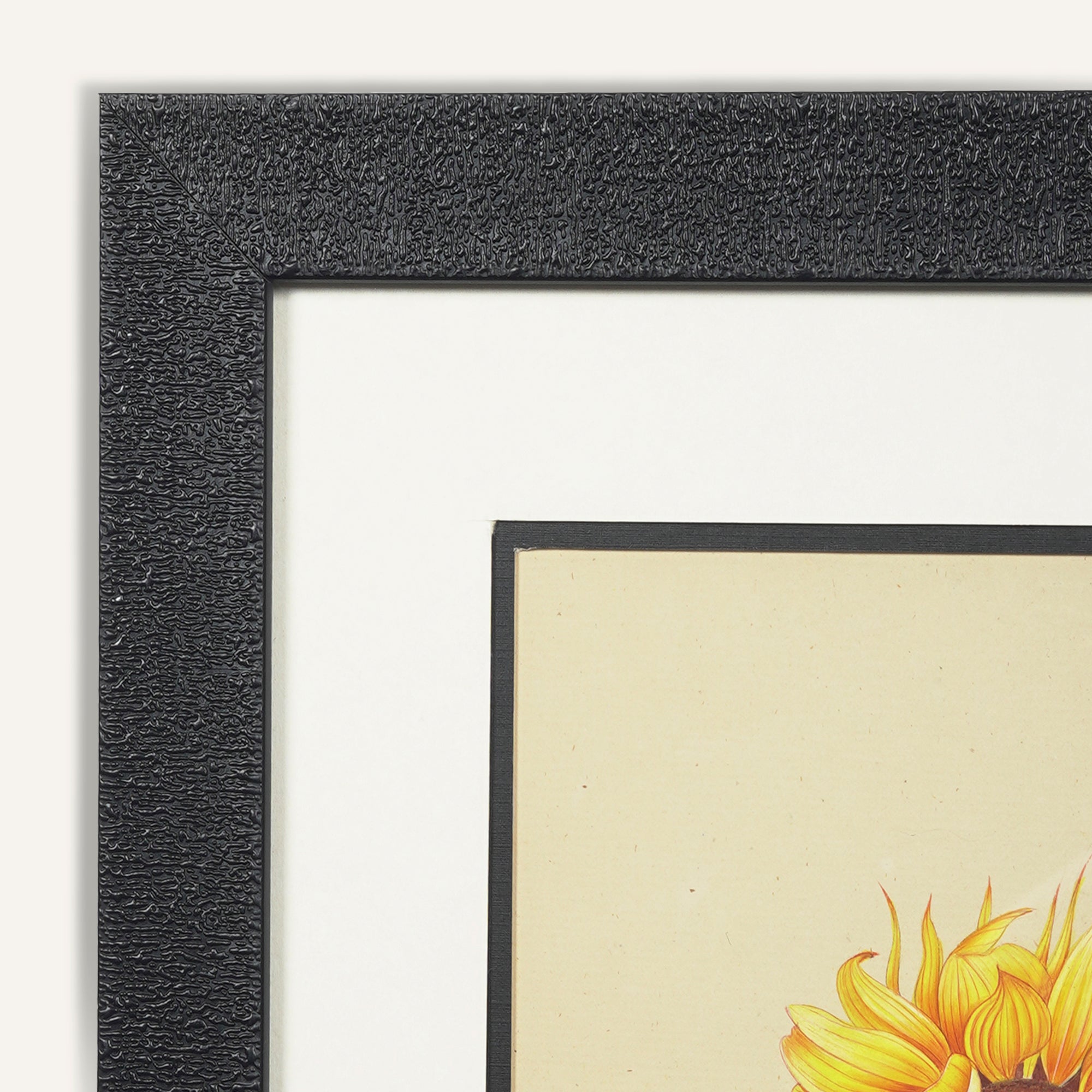 Hand-Painted Sunflower Artwork in Black Frame