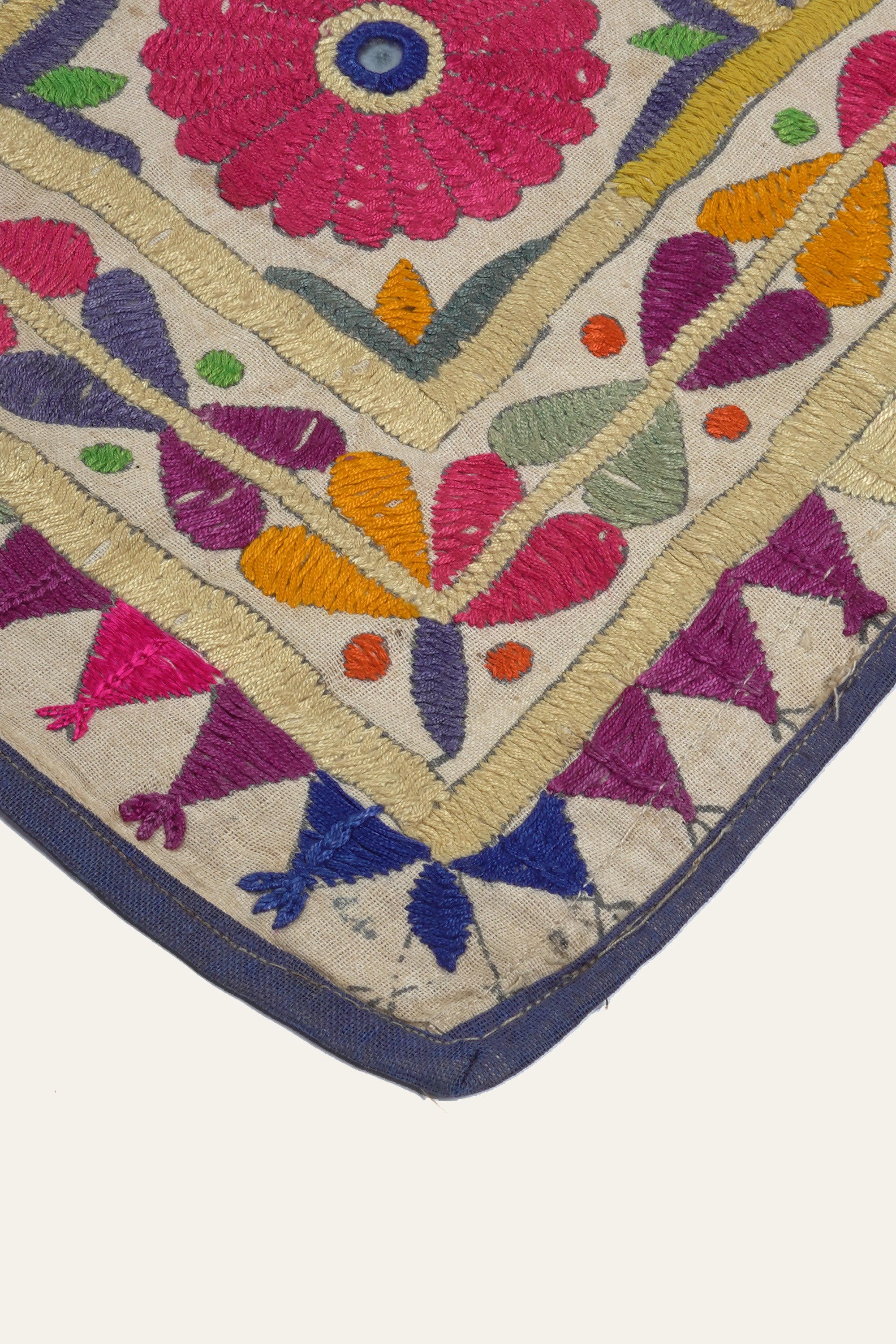 Geometric Patchwork Gujarati Embroidery Textile Wall Hanging