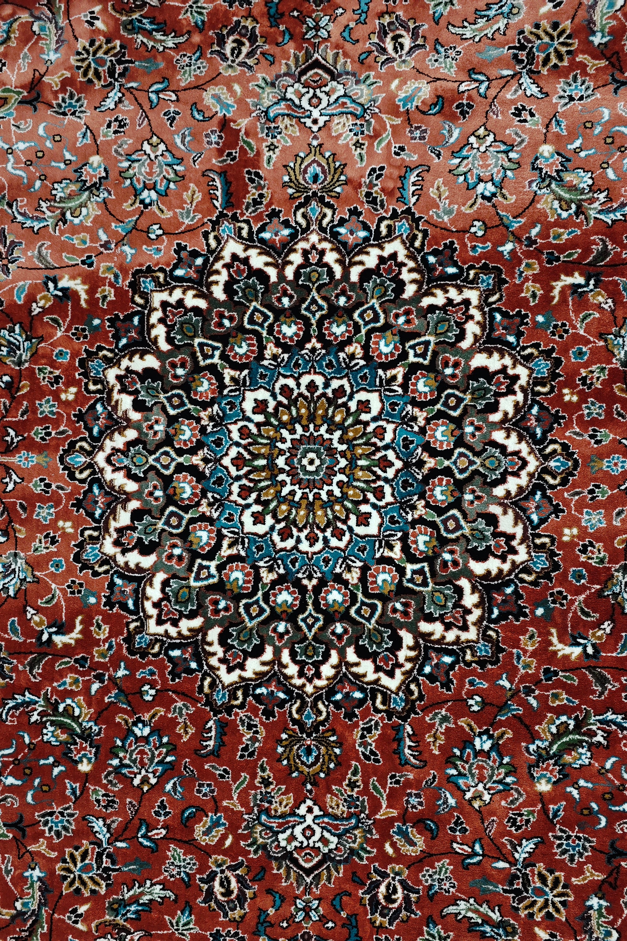 9 x 12 ft Rust Red Oriental Medallion Tufted Traditional Floral Carpet