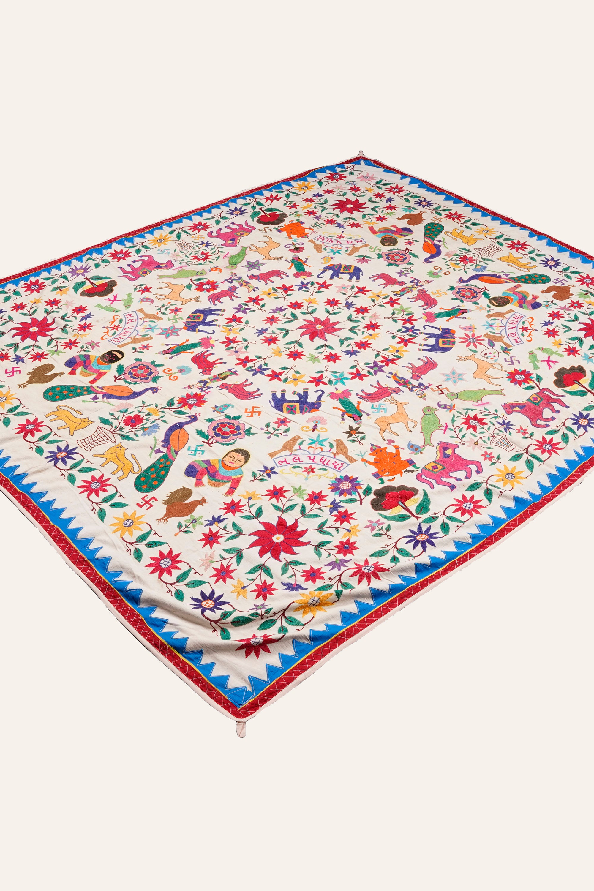Large Vintage Kutch Textile Wall Hanging | Mirror Work Tapestry