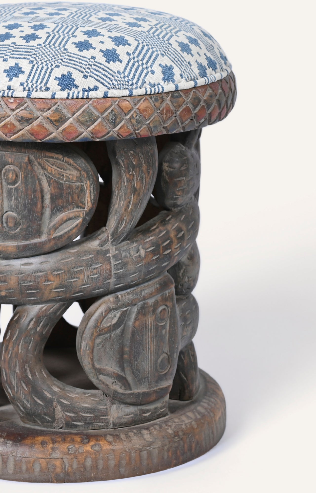 Carved wooden African stool