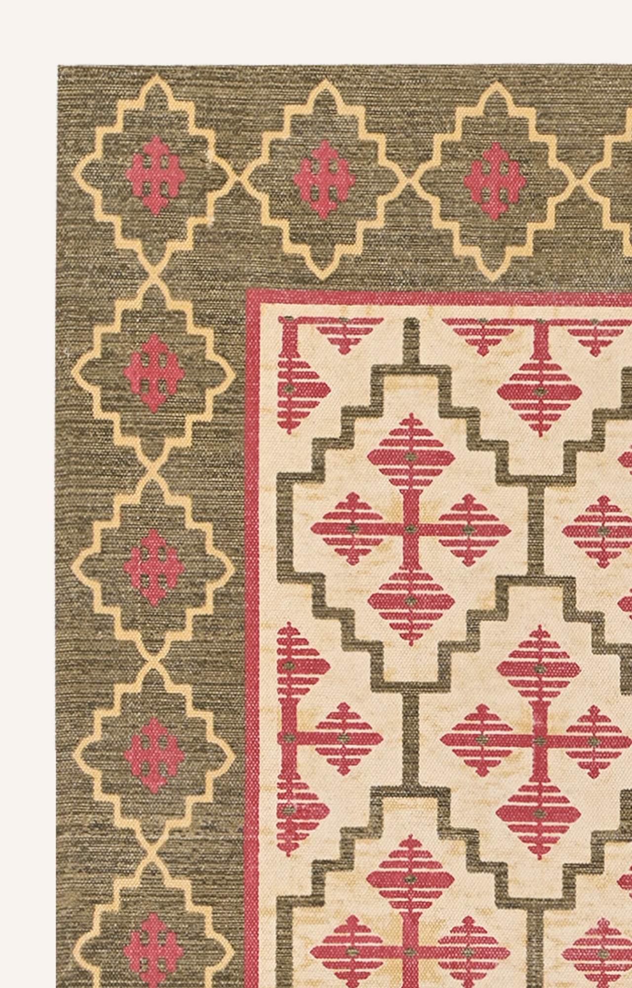 Kilim Block printed Scandinavian Rug