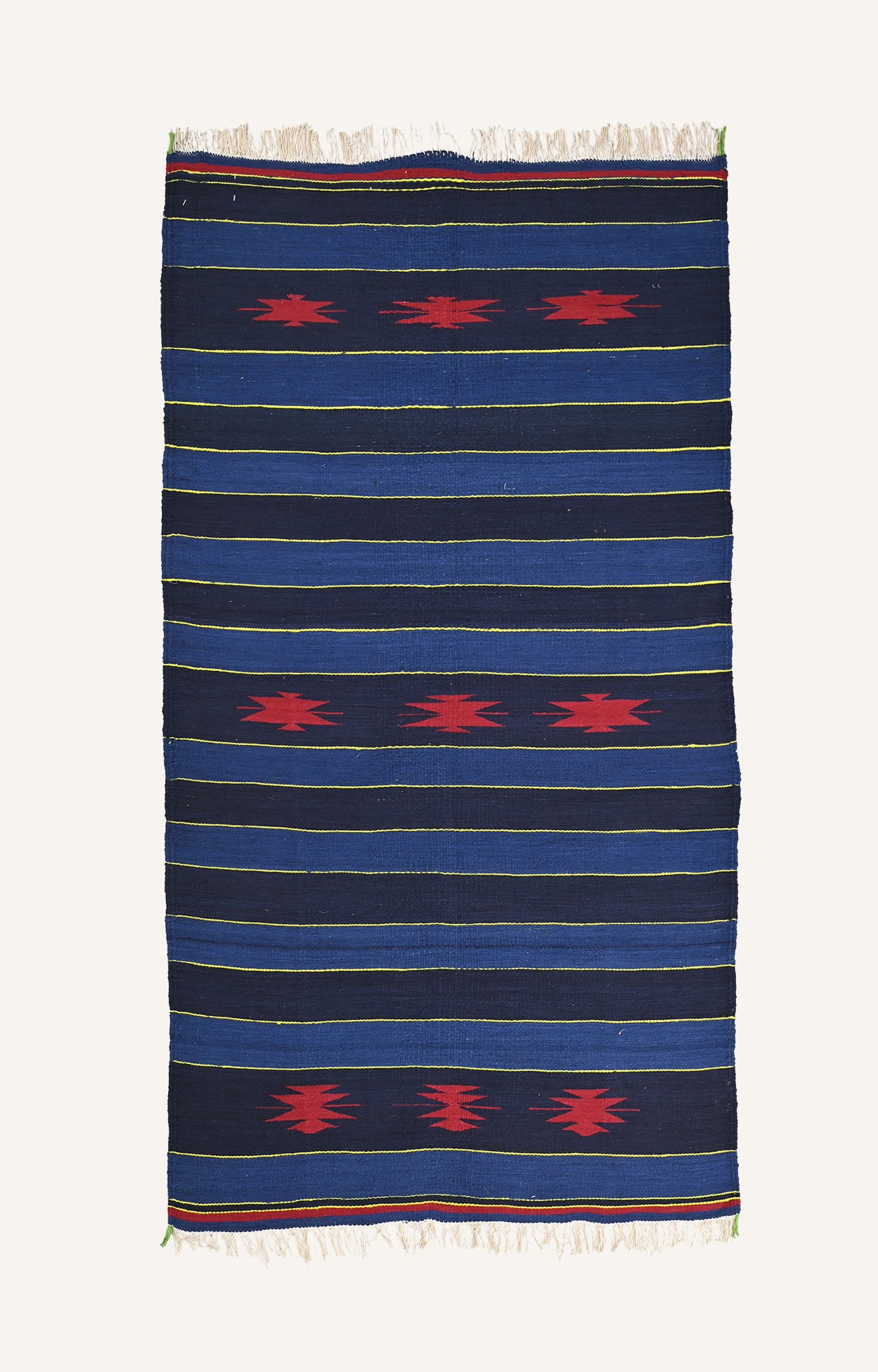 Vibrant Blue Handwoven Cotton Punjabi Durrie