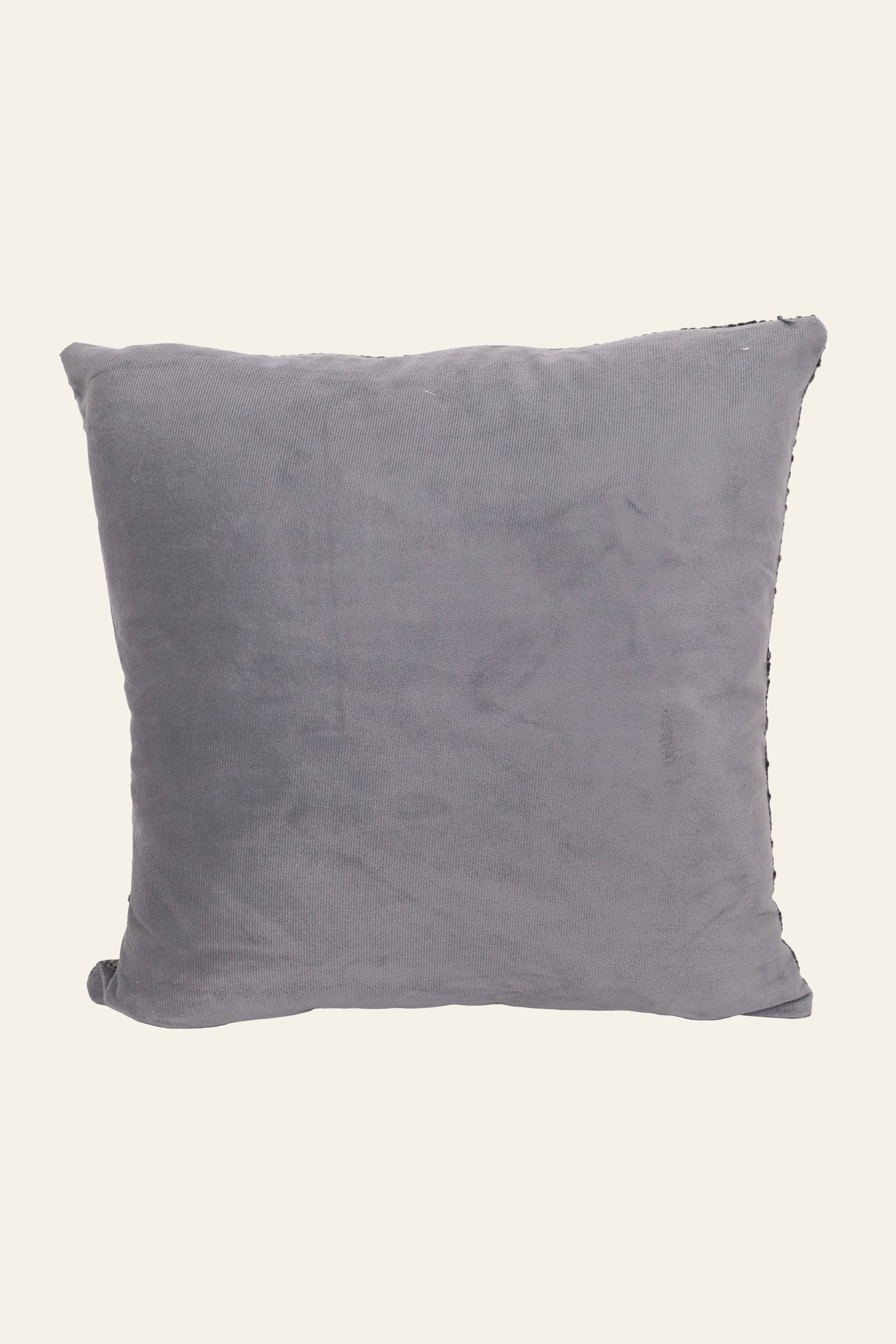 Dark Grey Textured Striped Velvet Cushion