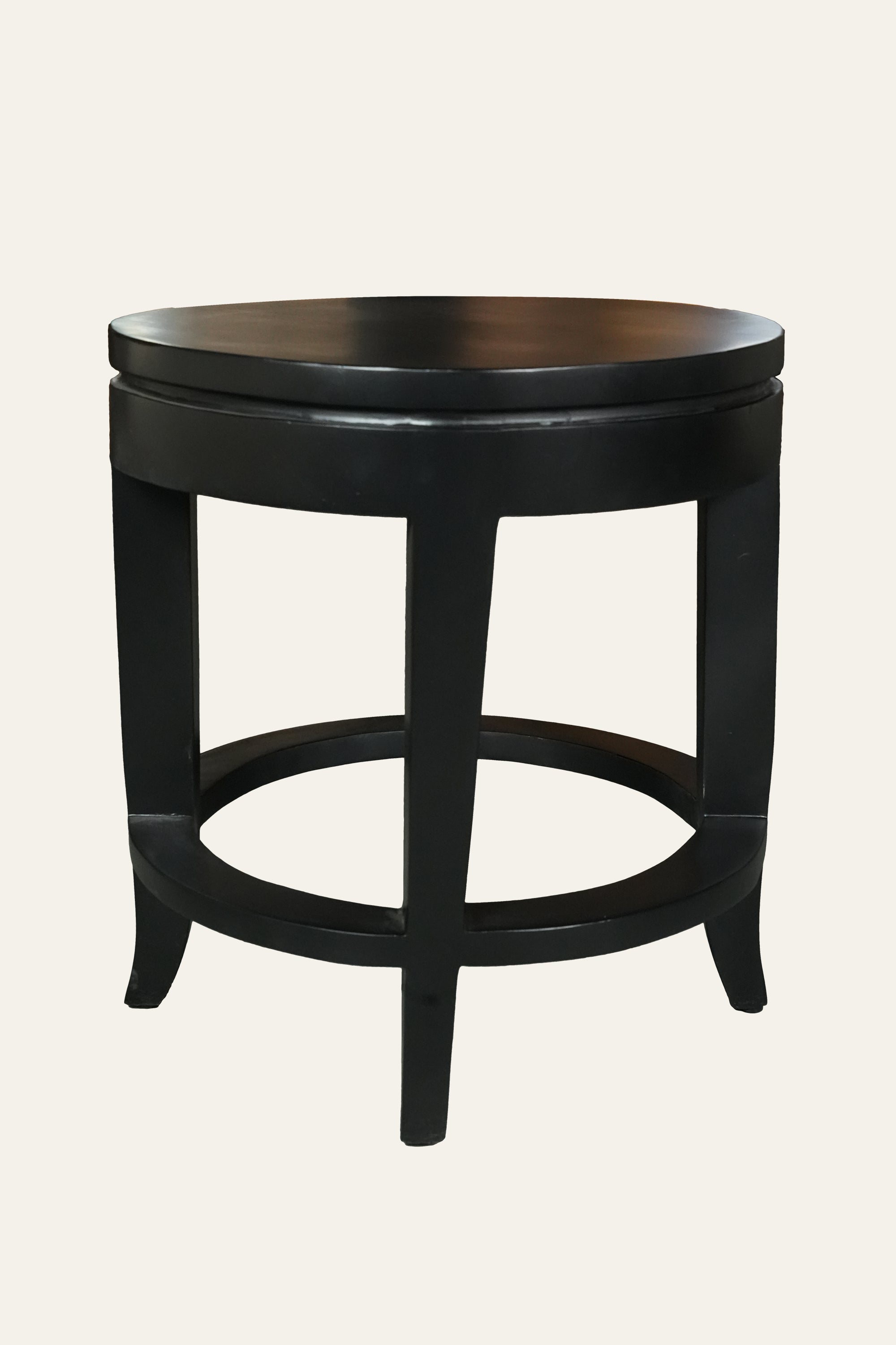 Black Round Side Table with Circular Ring Base
