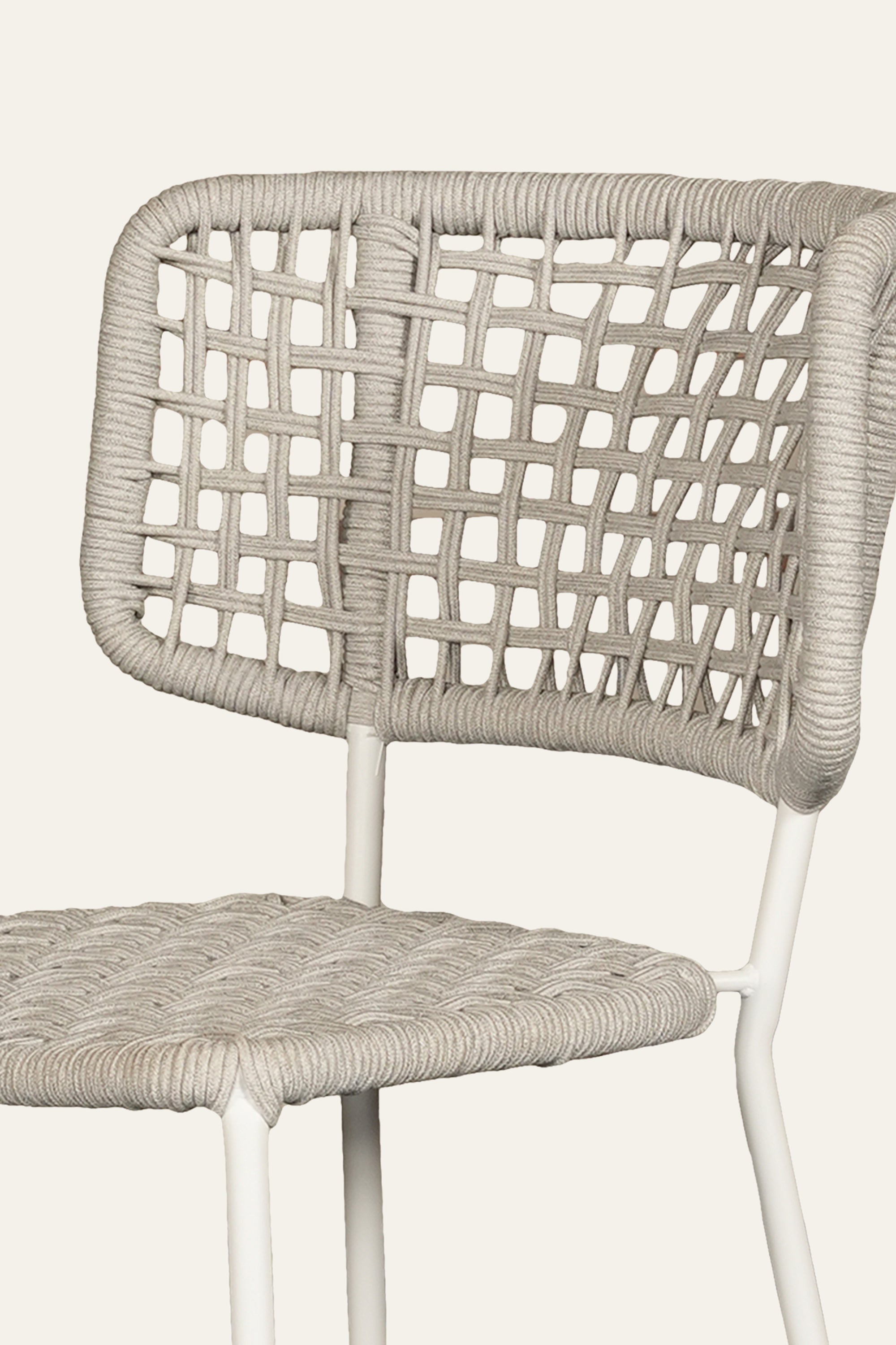 White Metal with Nylon Ropes  Outdoor Bar Chair
