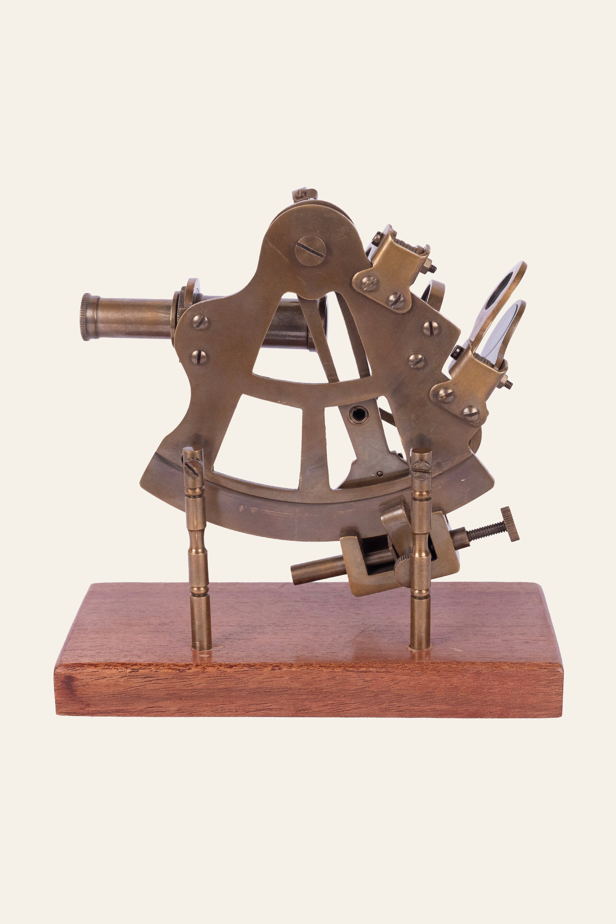 Antique Sextant on Wooden Base